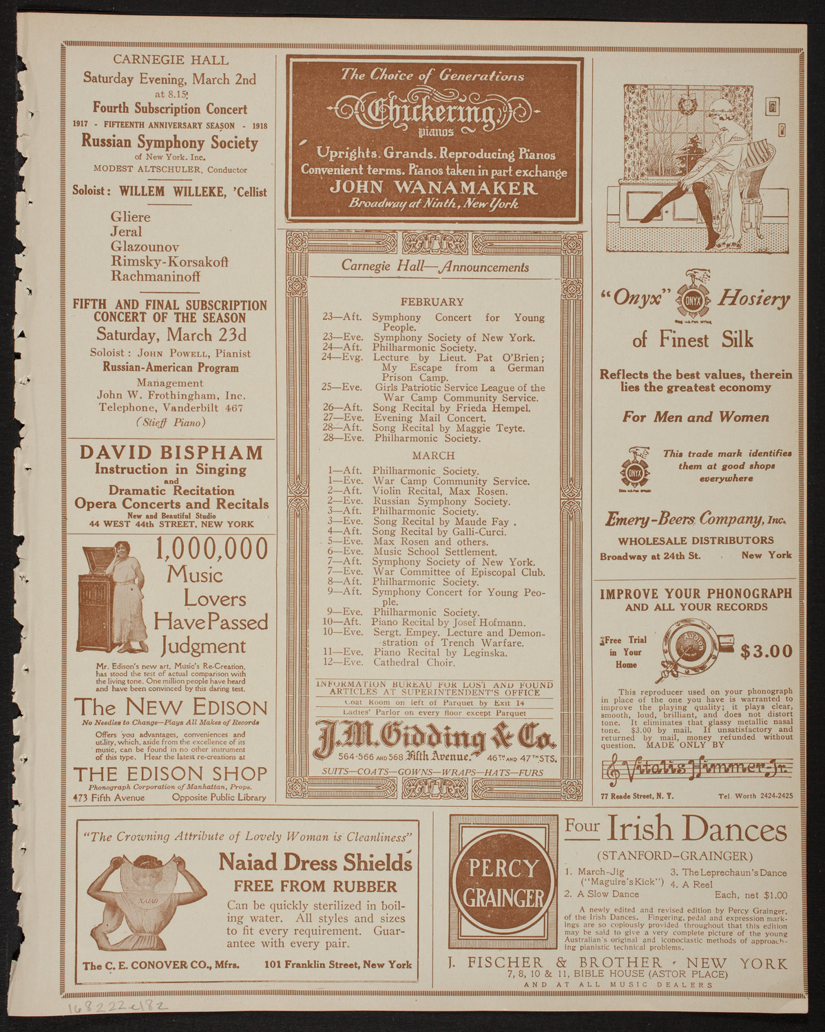 Lecture by Count Ilya Tolstoy, February 22, 1918, program page 3