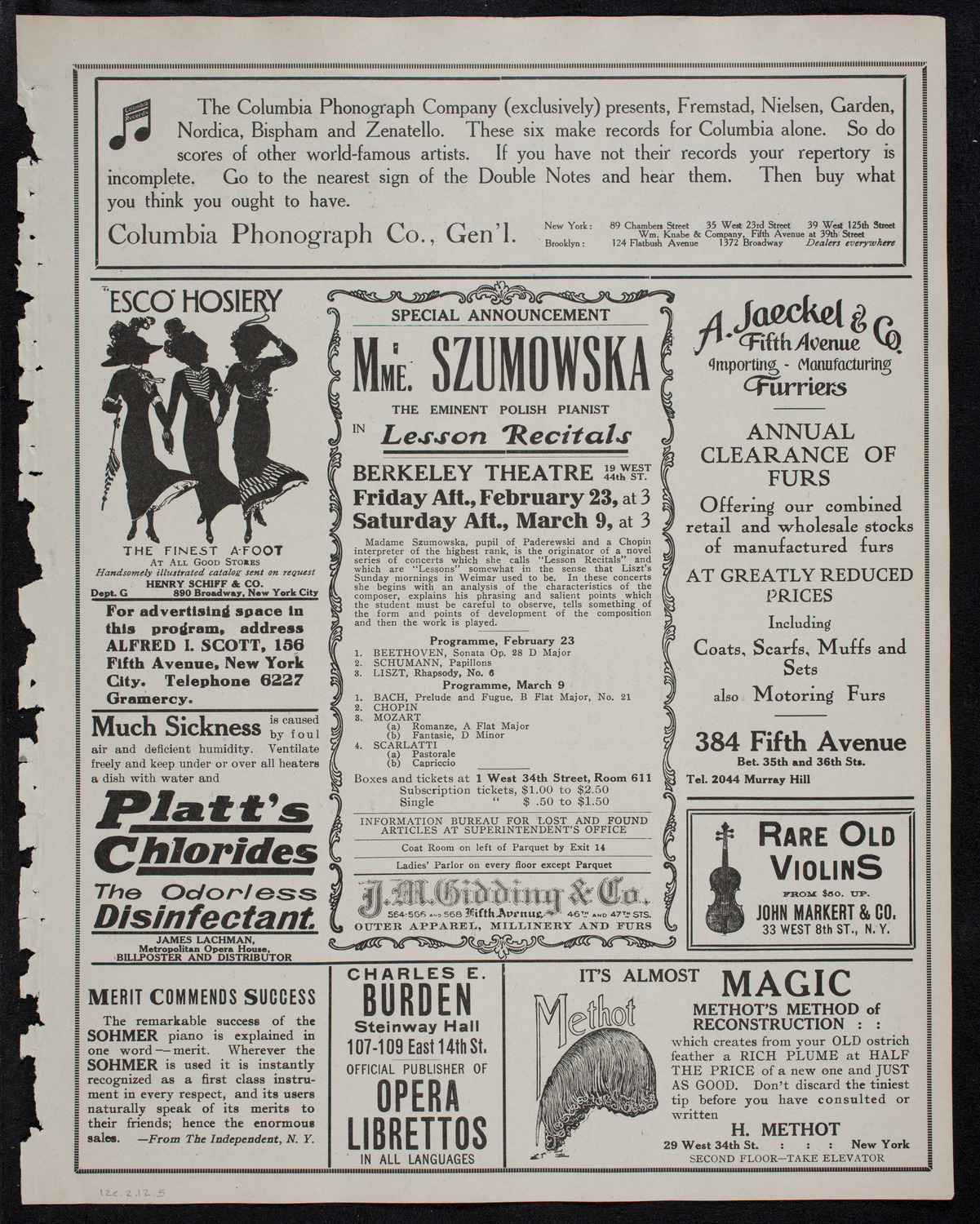 MacDowell Chorus with the New York Philharmonic, February 12, 1912, program page 9