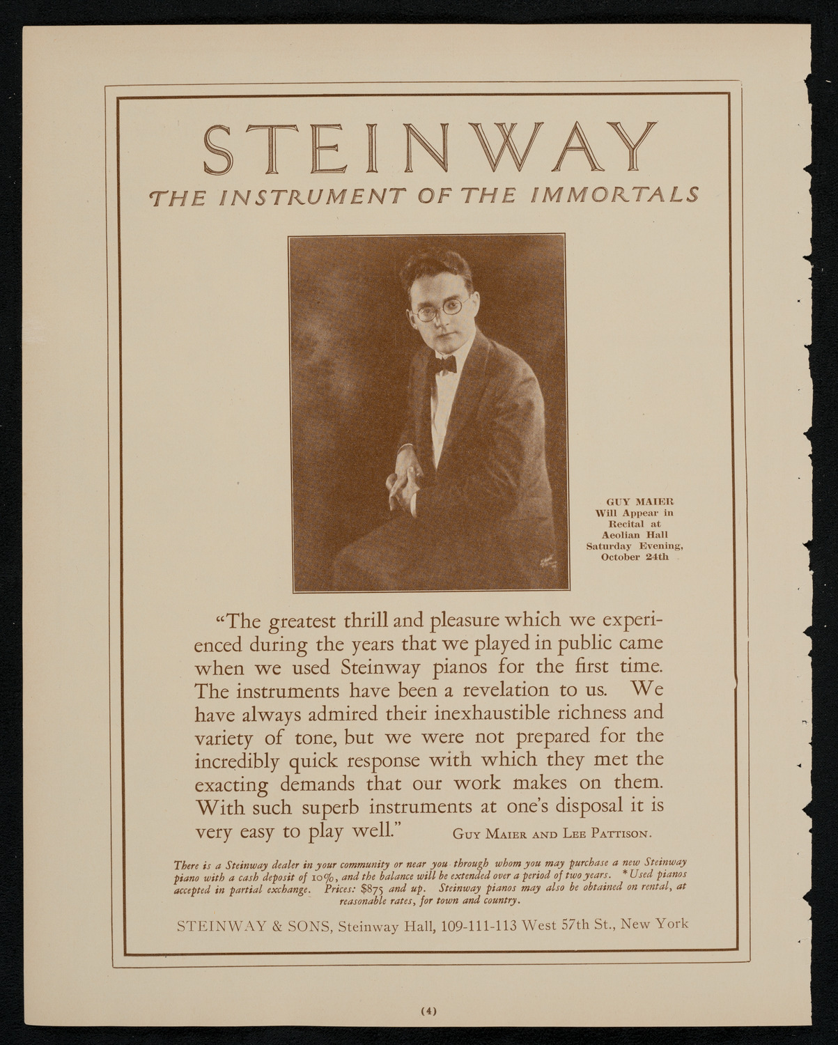 Toscha Seidel, Violin, October 17, 1925, program page 4