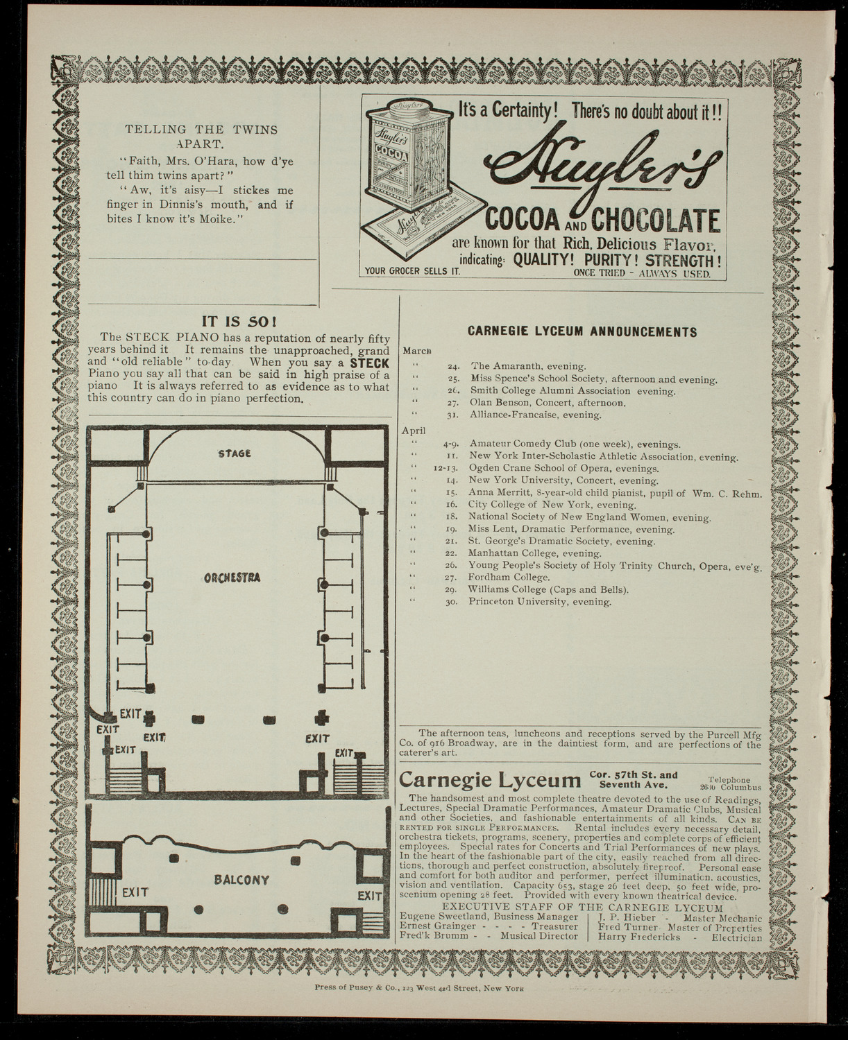 Elmendorf Lecture: Yellowstone Park, March 23, 1904, program page 4