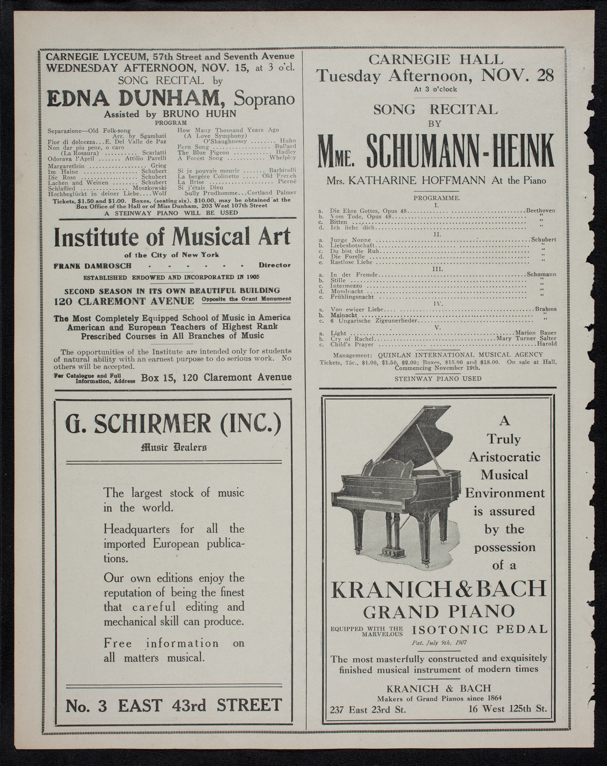 New York Philharmonic, November 12, 1911, program page 6