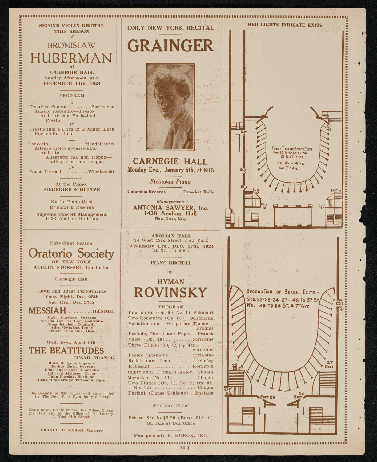 Carlos Sedano, Violin, December 8, 1924, program page 10