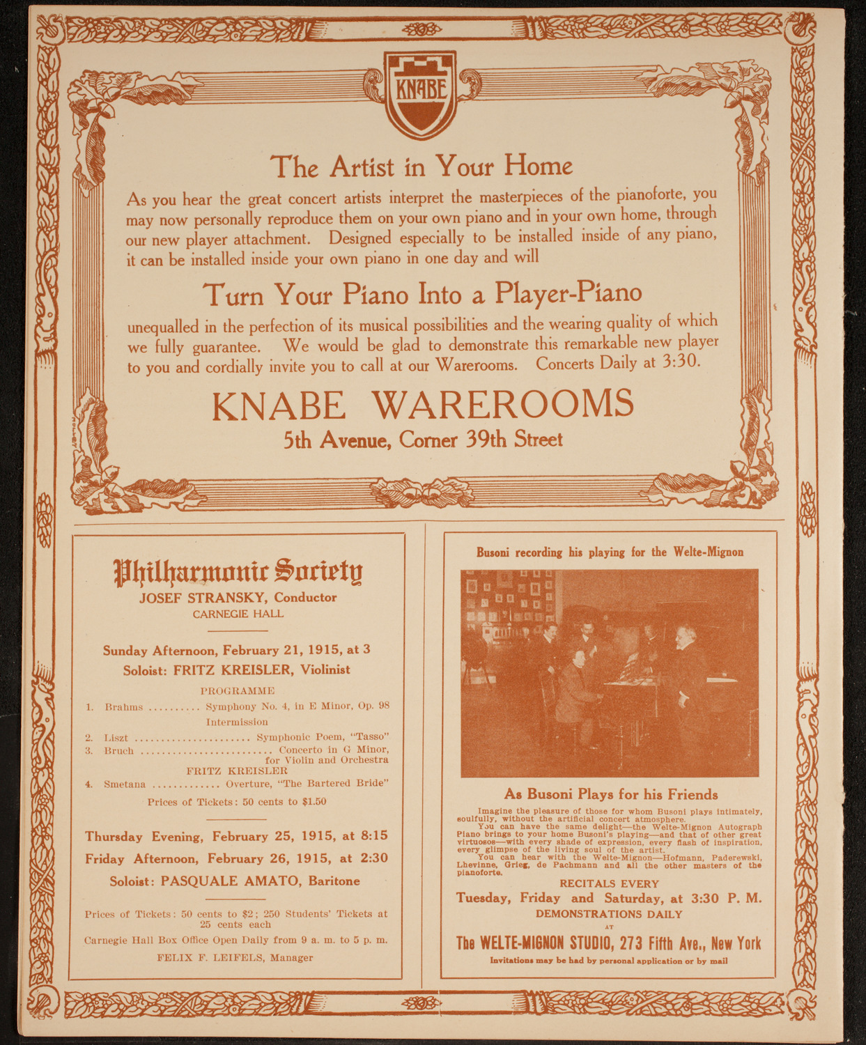 Boston Symphony Orchestra, February 18, 1915, program page 12