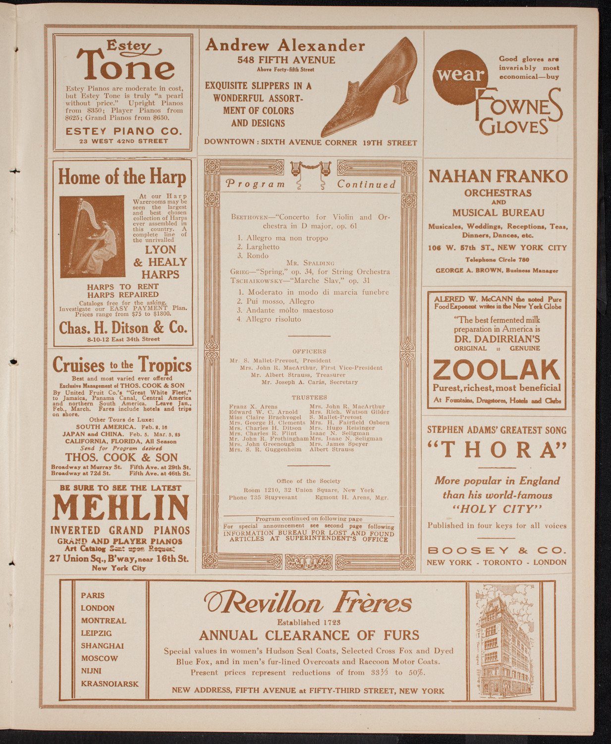 People's Symphony Concert, February 3, 1916, program page 7