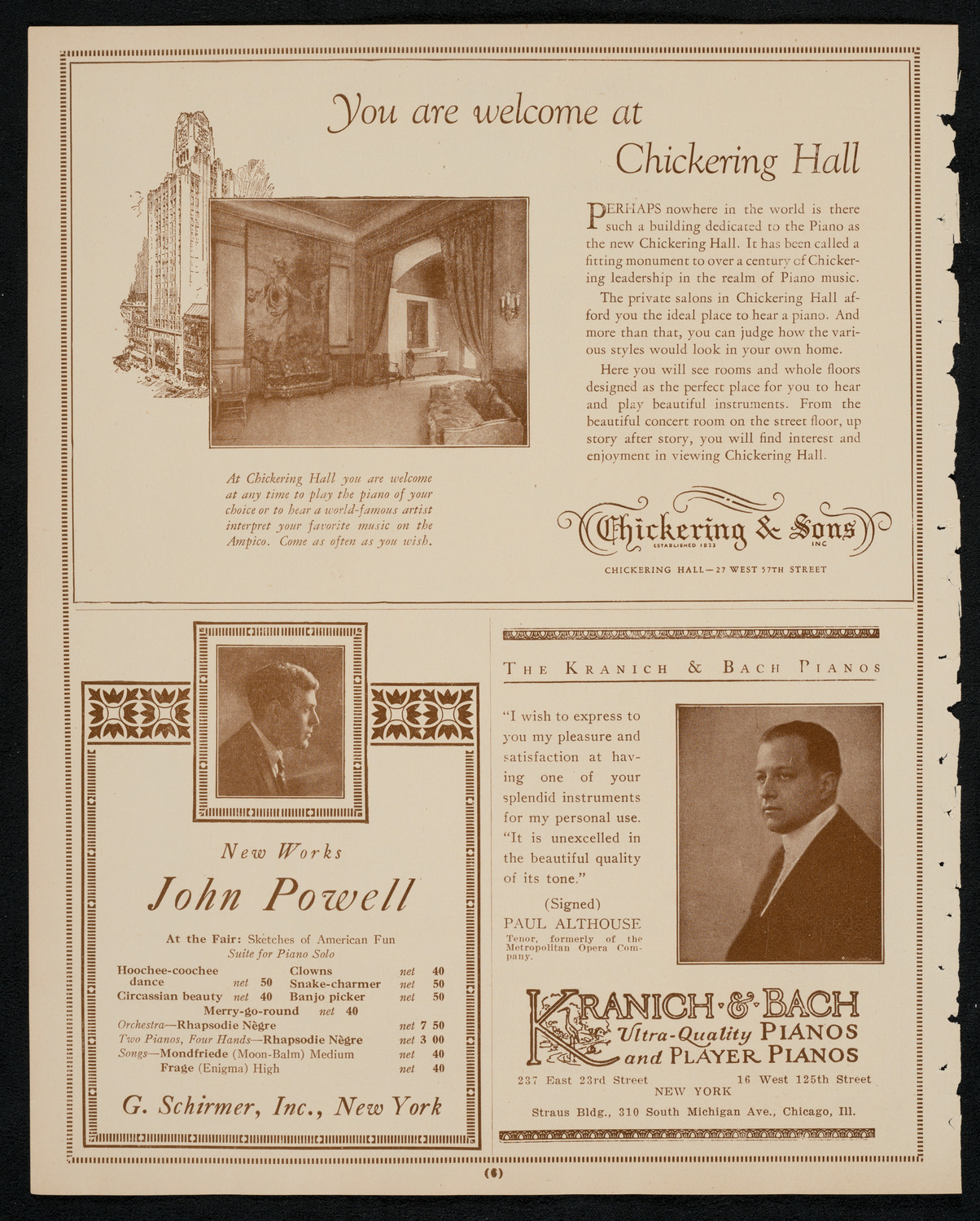 John Powell, Piano, November 1, 1925, program page 6