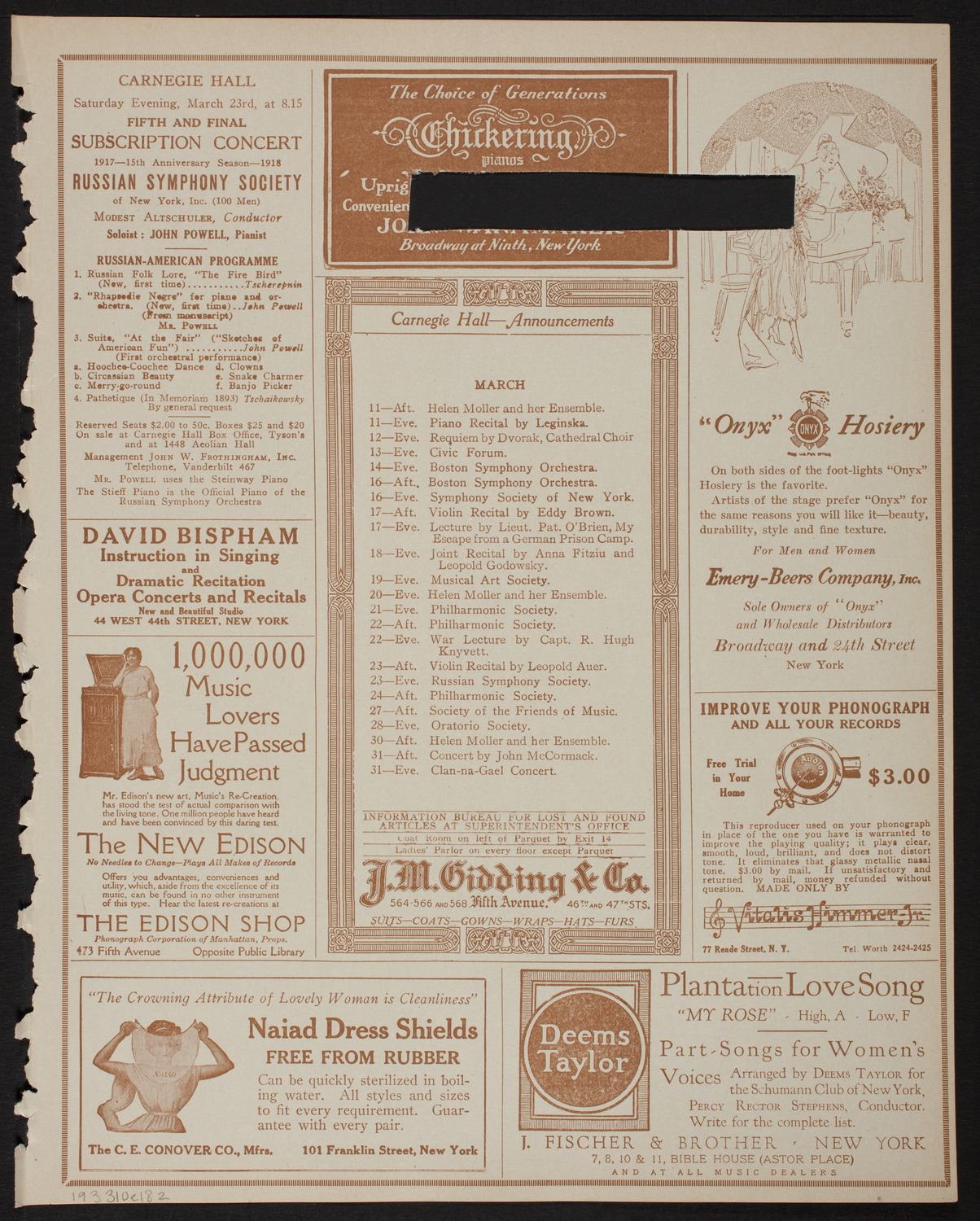 Lecture by Sergeant Arthur Guy Empey, March 10, 1918, program page 3