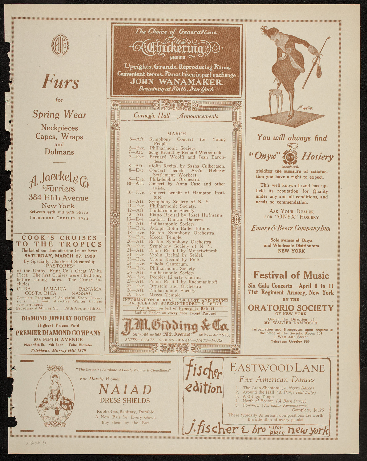 New York Philharmonic, March 5, 1920, program page 3