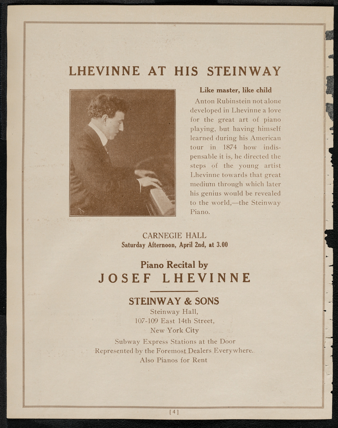 National Symphony Orchestra, March 25, 1921, program page 4