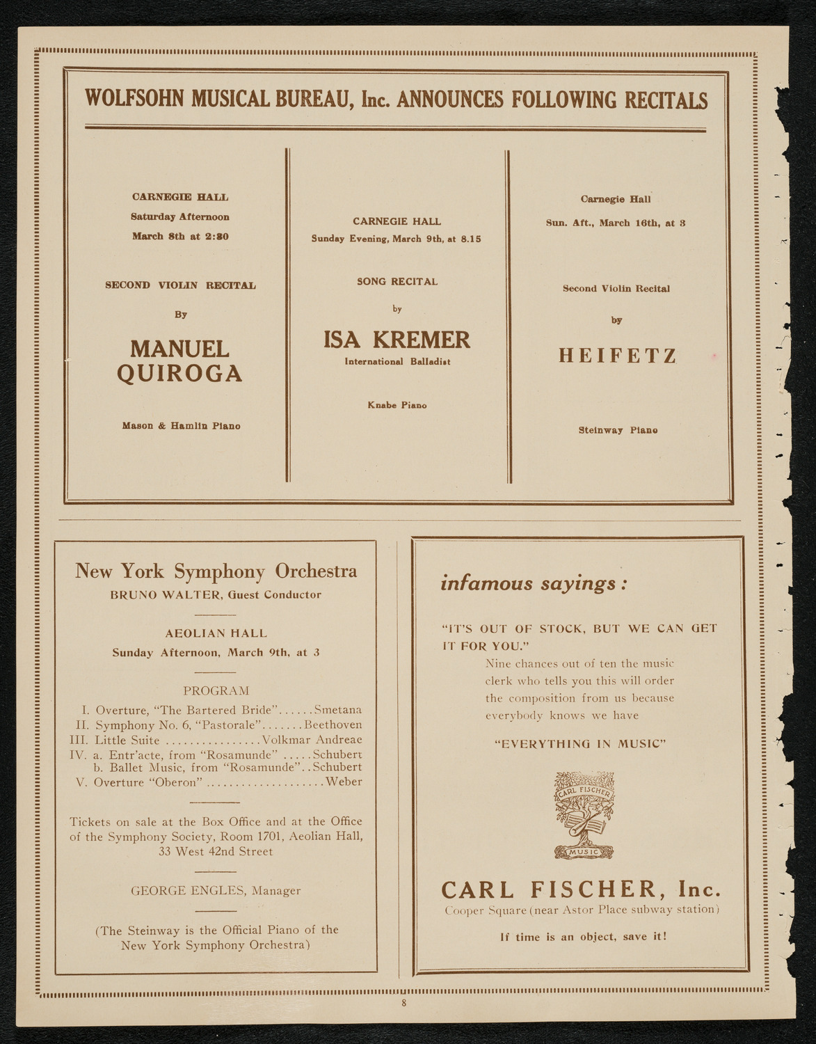 Gurdjieff Institute Demonstration, March 3, 1924, program page 8