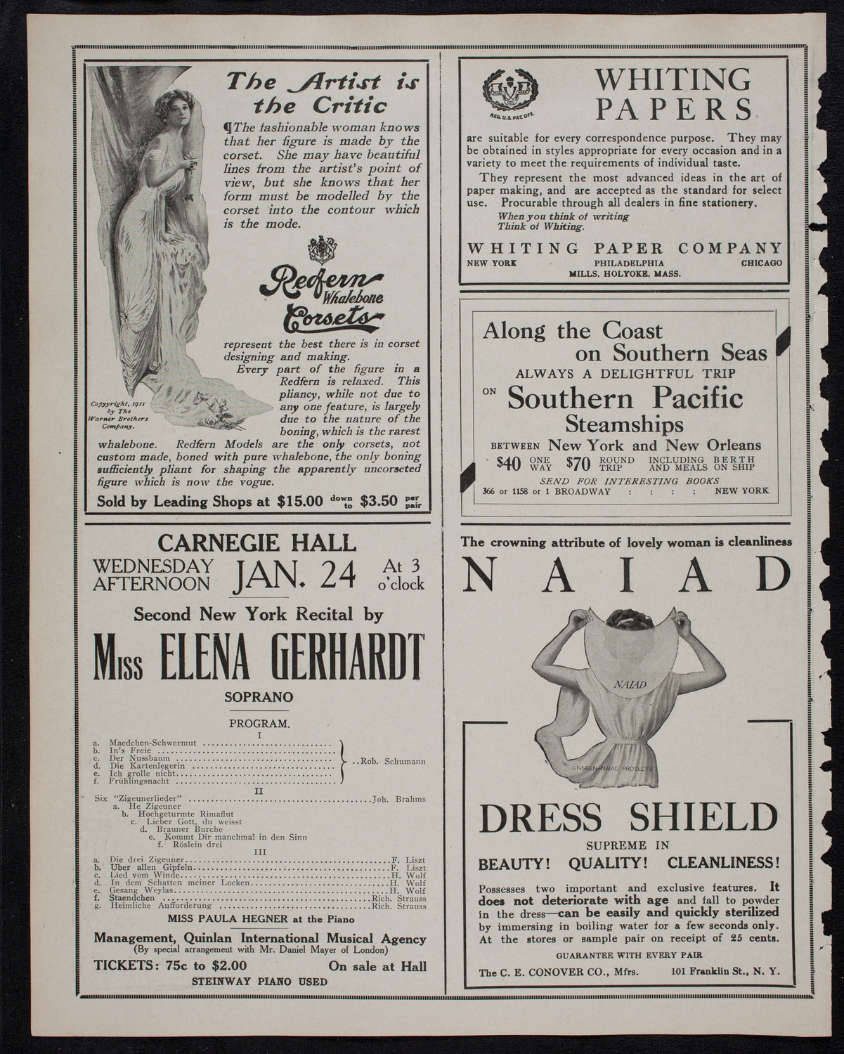 Edmond Clement, Tenor, January 16, 1912, program page 2