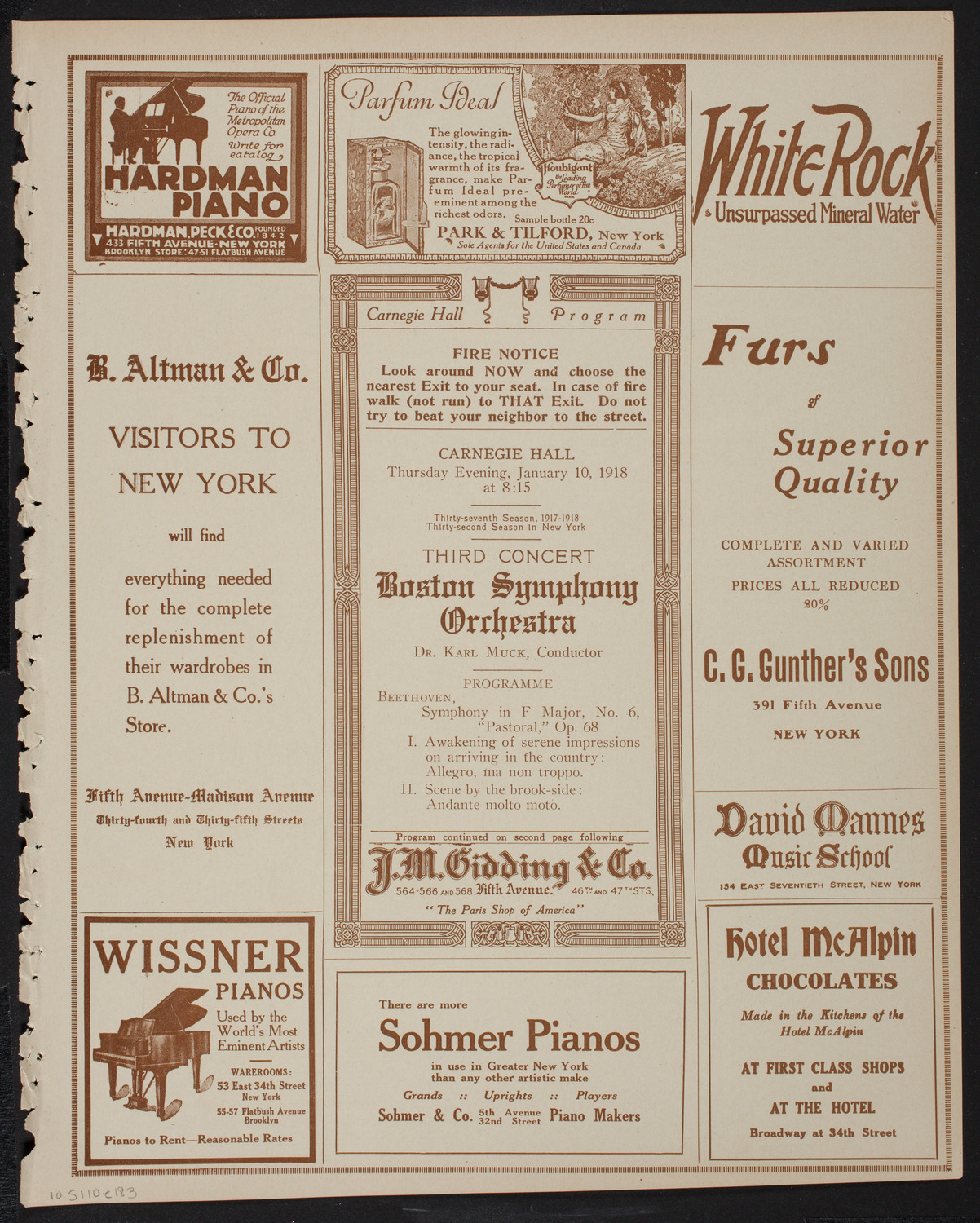 Boston Symphony Orchestra, January 10, 1918, program page 5