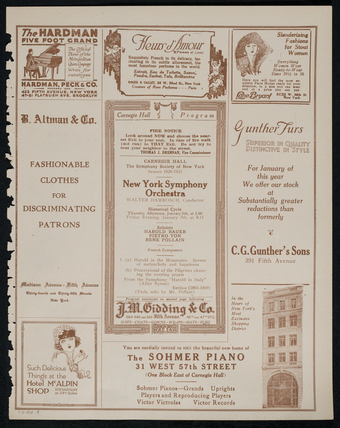 New York Symphony Orchestra, January 6, 1921, program page 5