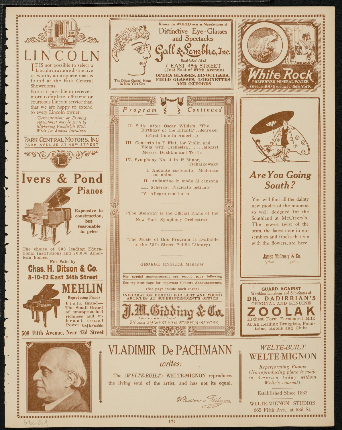 New York Symphony Orchestra, March 6, 1925, program page 7