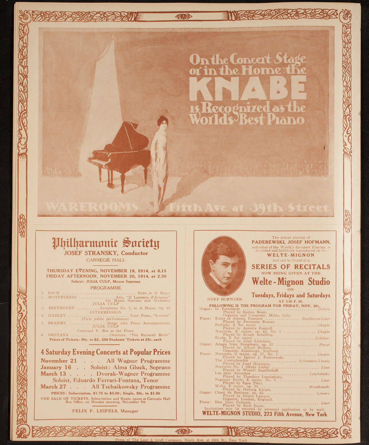 New York Philharmonic, November 15, 1914, program page 12