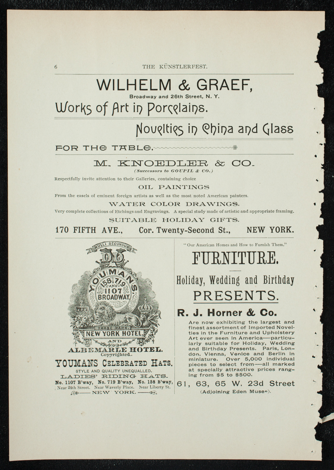 Künstlerfest, December 3, 1891, program page 8