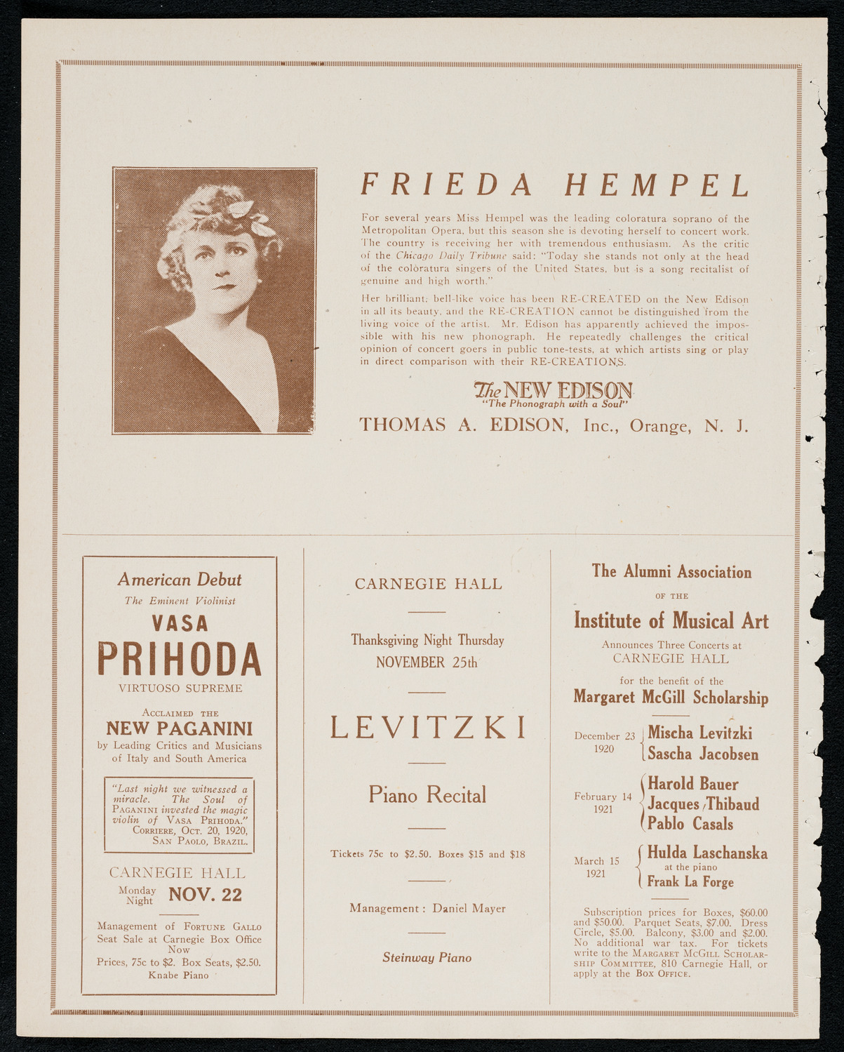 National Symphony Orchestra, November 16, 1920, program page 2