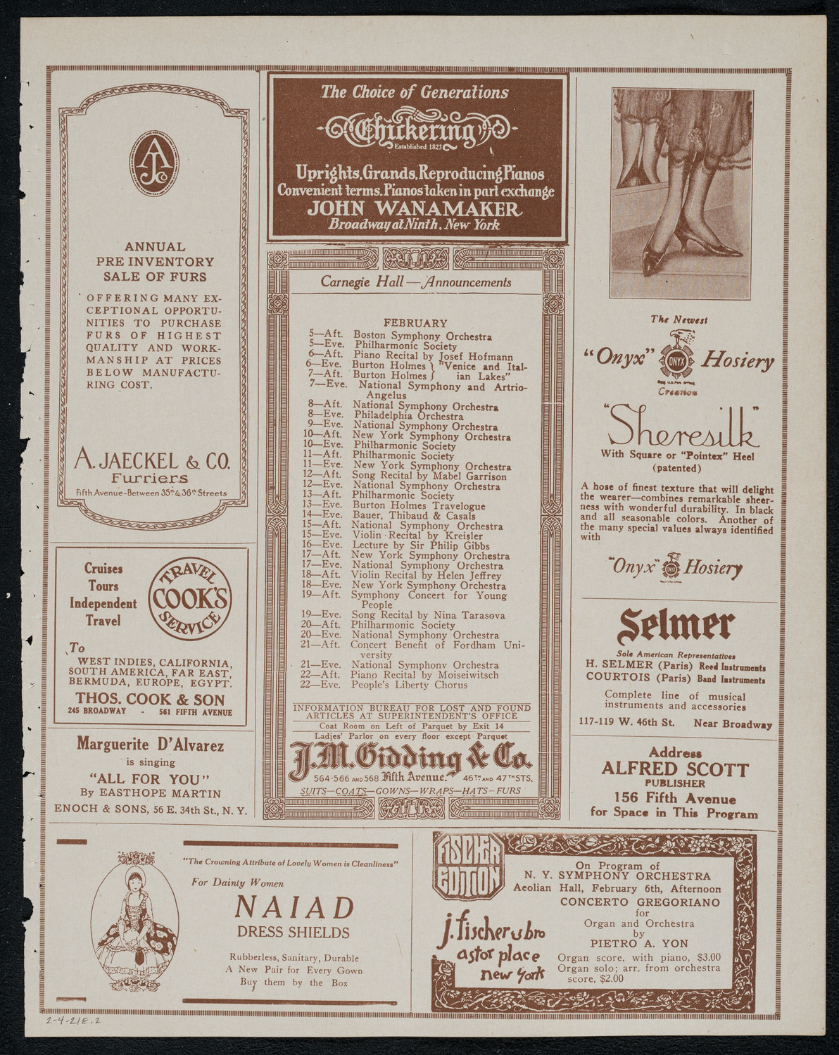 New York Symphony Orchestra, February 4, 1921, program page 3