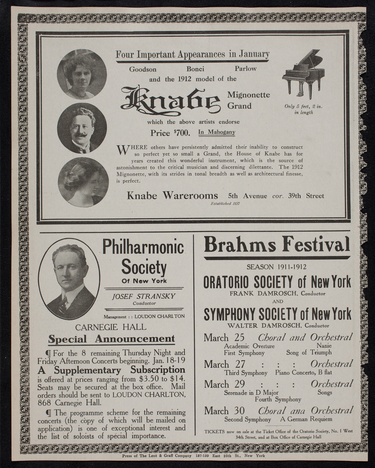 Paulo Gruppe with the Russian Symphony Orchestra, January 12, 1912, program page 12