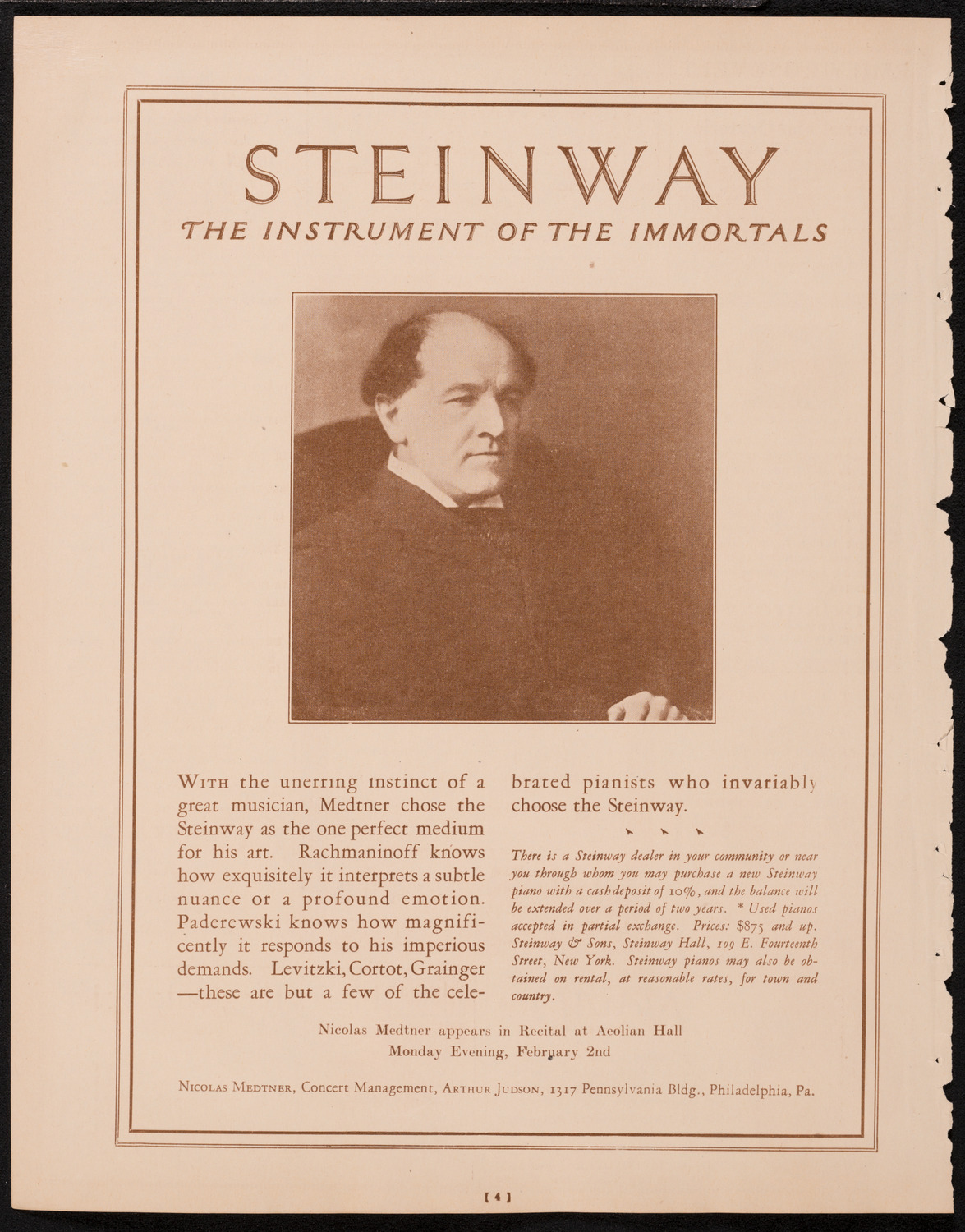 John McCormack, Tenor, January 18, 1925, program page 4