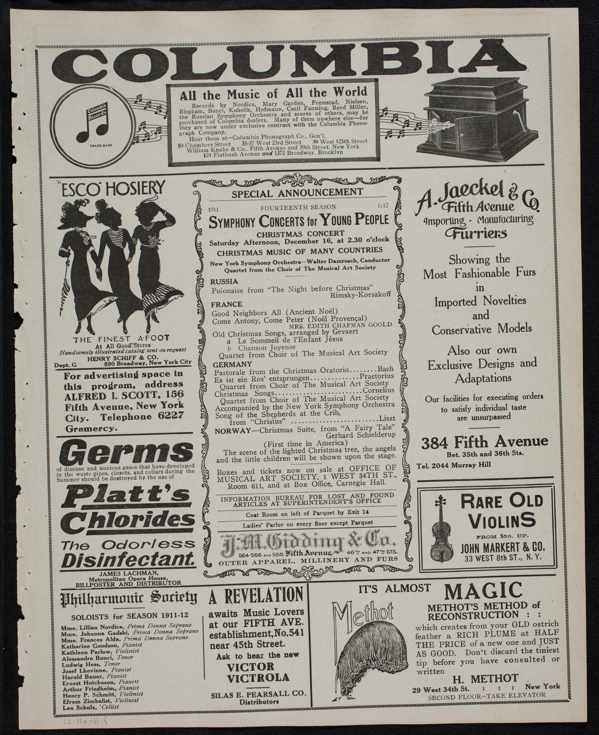 New York Philharmonic, December 10, 1911, program page 9