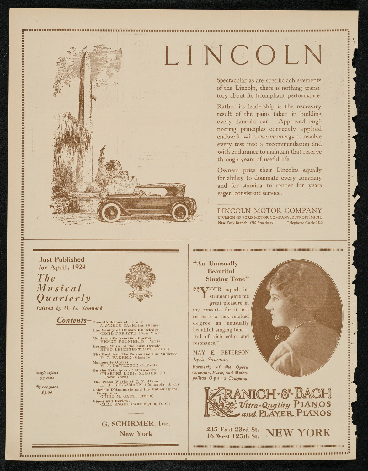 New York Philharmonic, April 17, 1924, program page 6