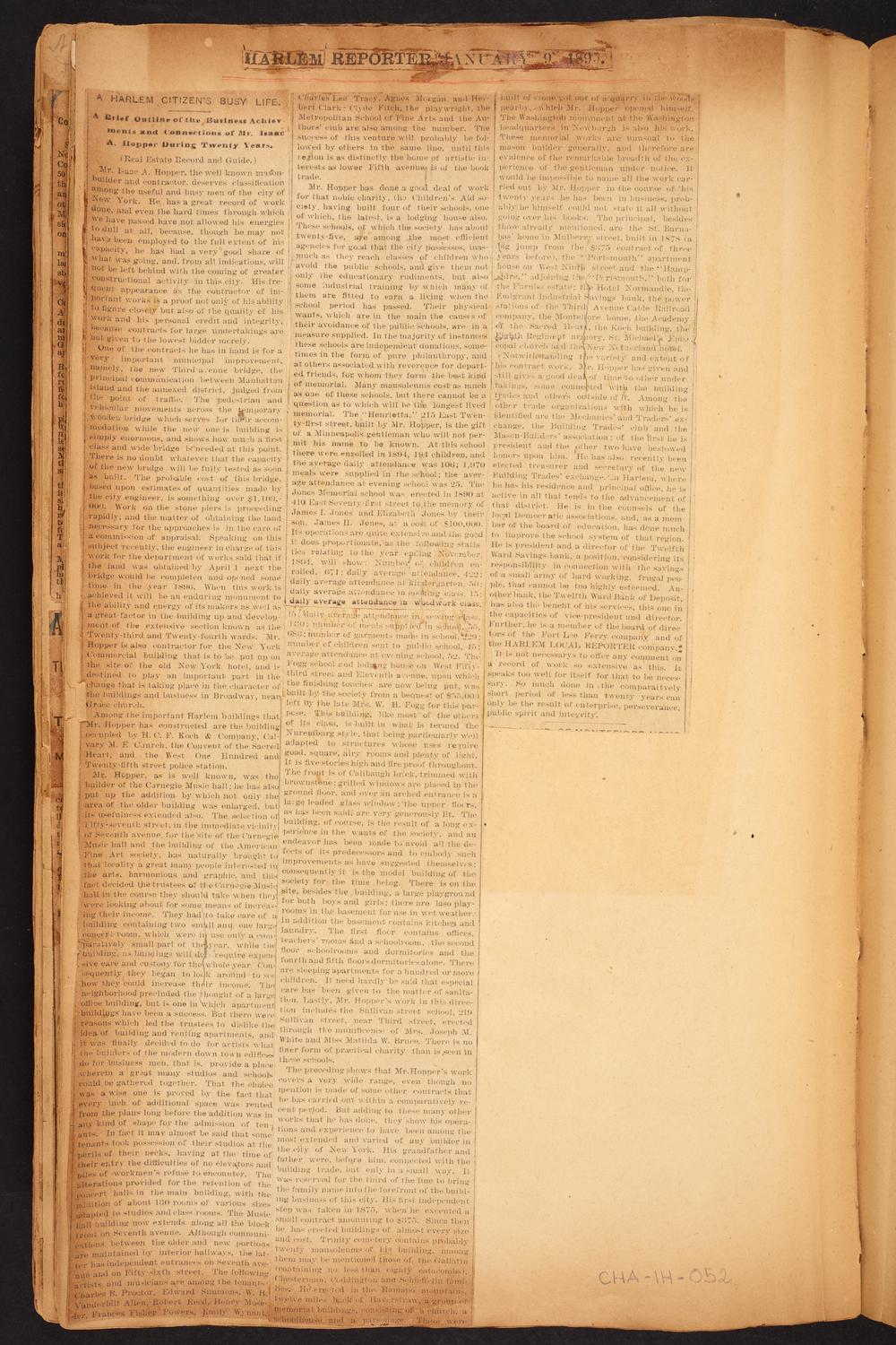 Isaac Hopper Scrapbook, page 52: 1893