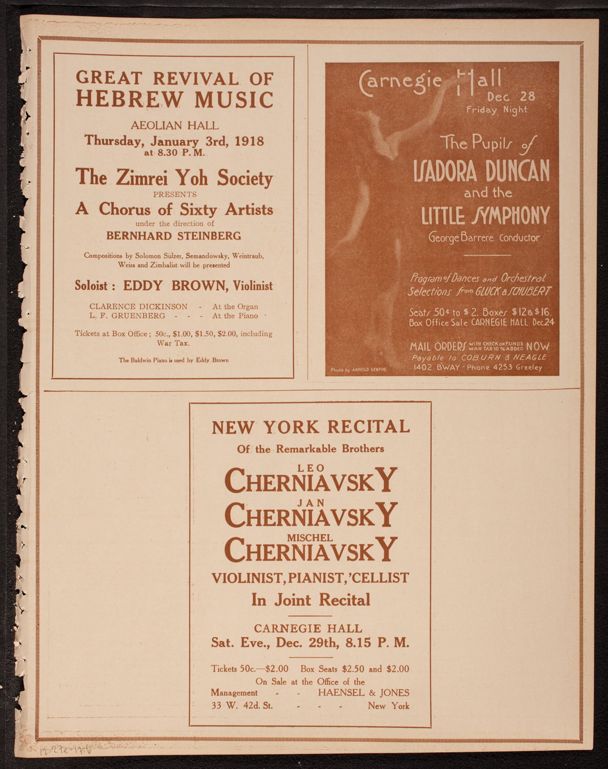 Oratorio Society of New York, December 27, 1917, program page 11
