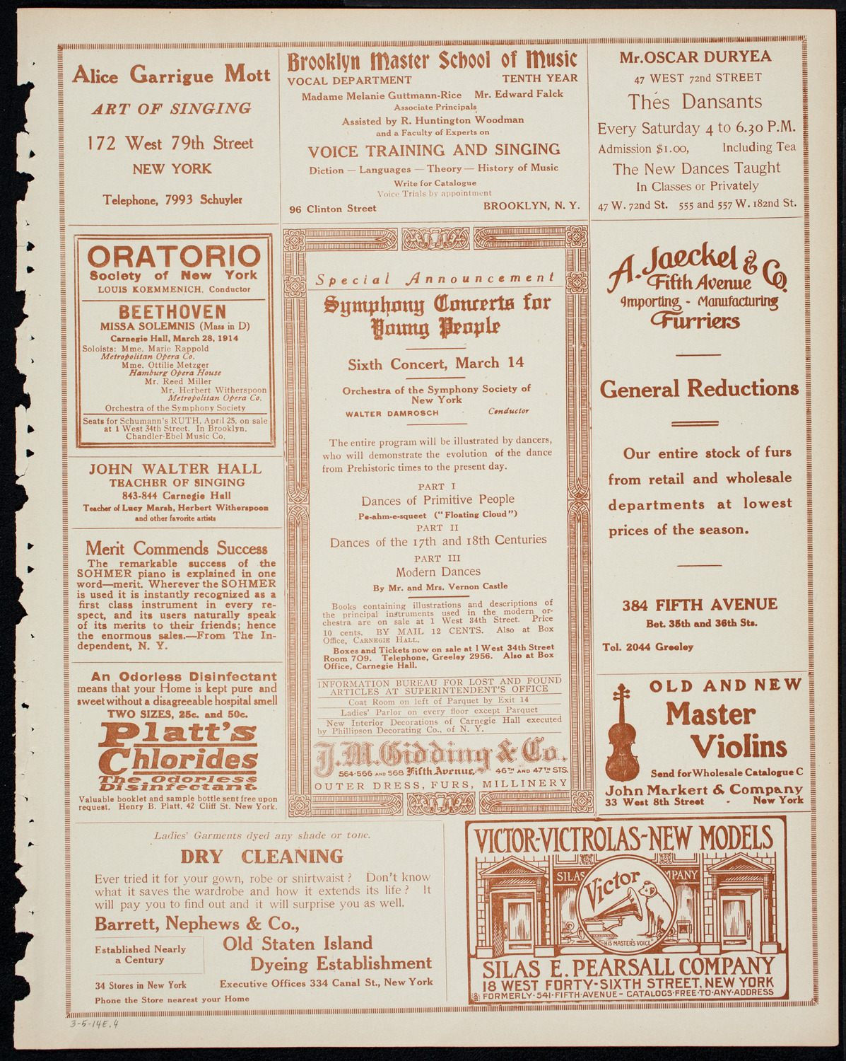 New York Philharmonic, March 5, 1914, program page 9