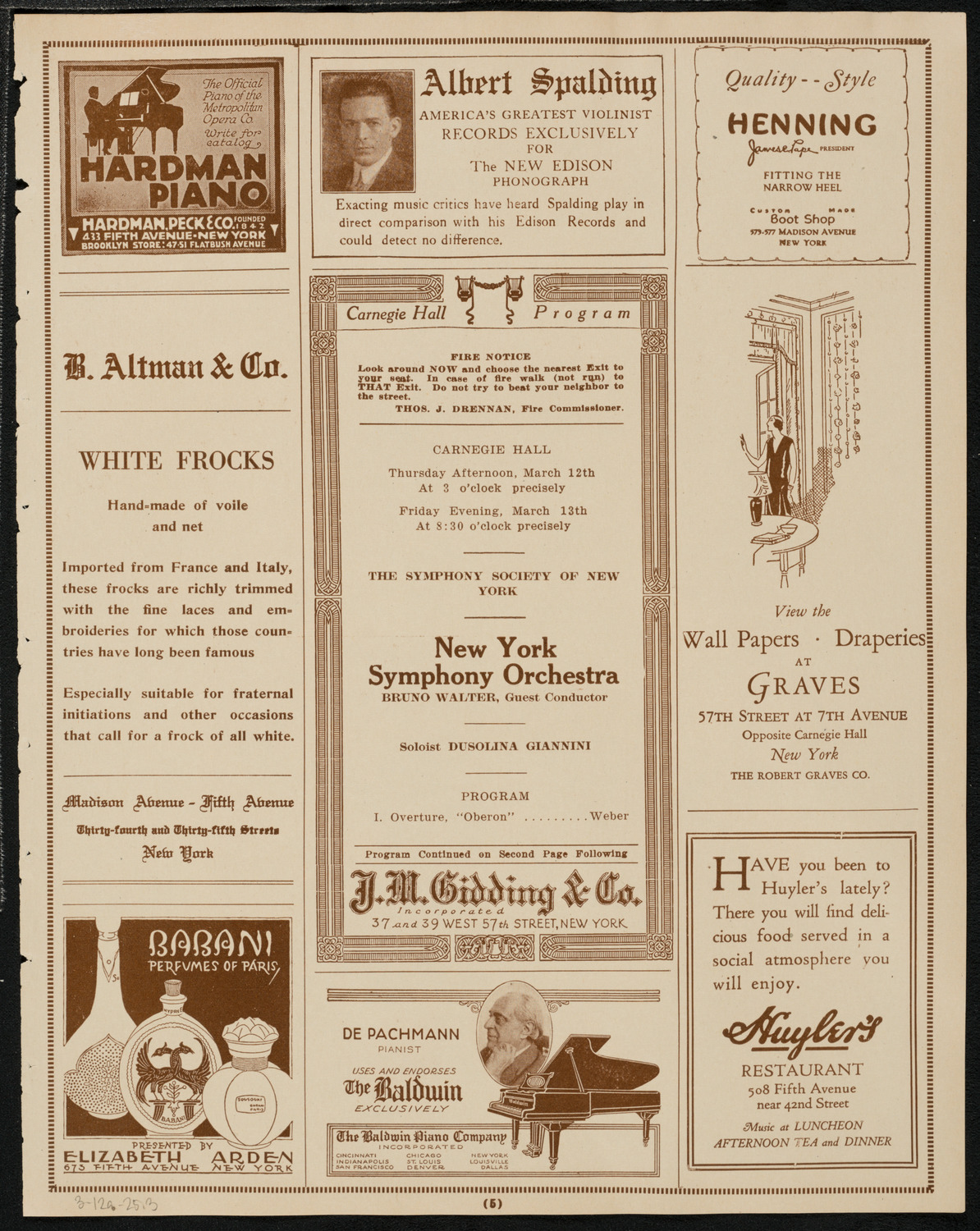 New York Symphony Orchestra, March 12, 1925, program page 5