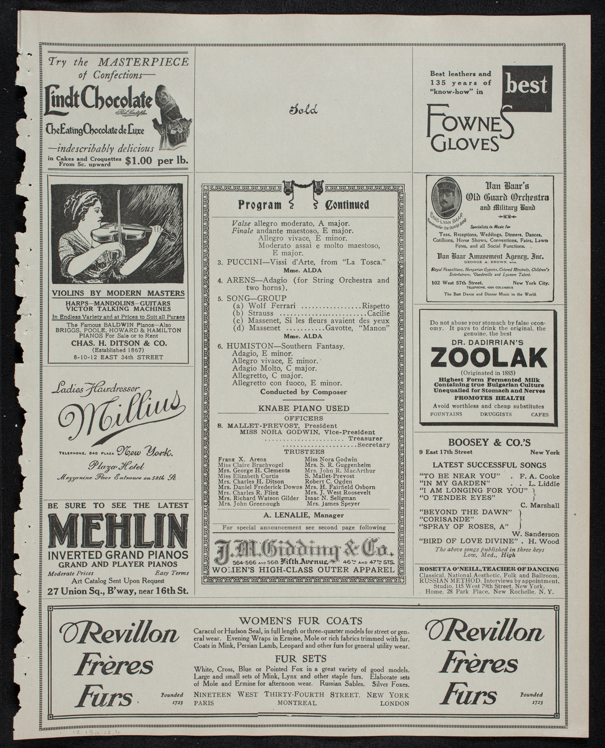 People's Symphony Concert, December 15, 1912, program page 7