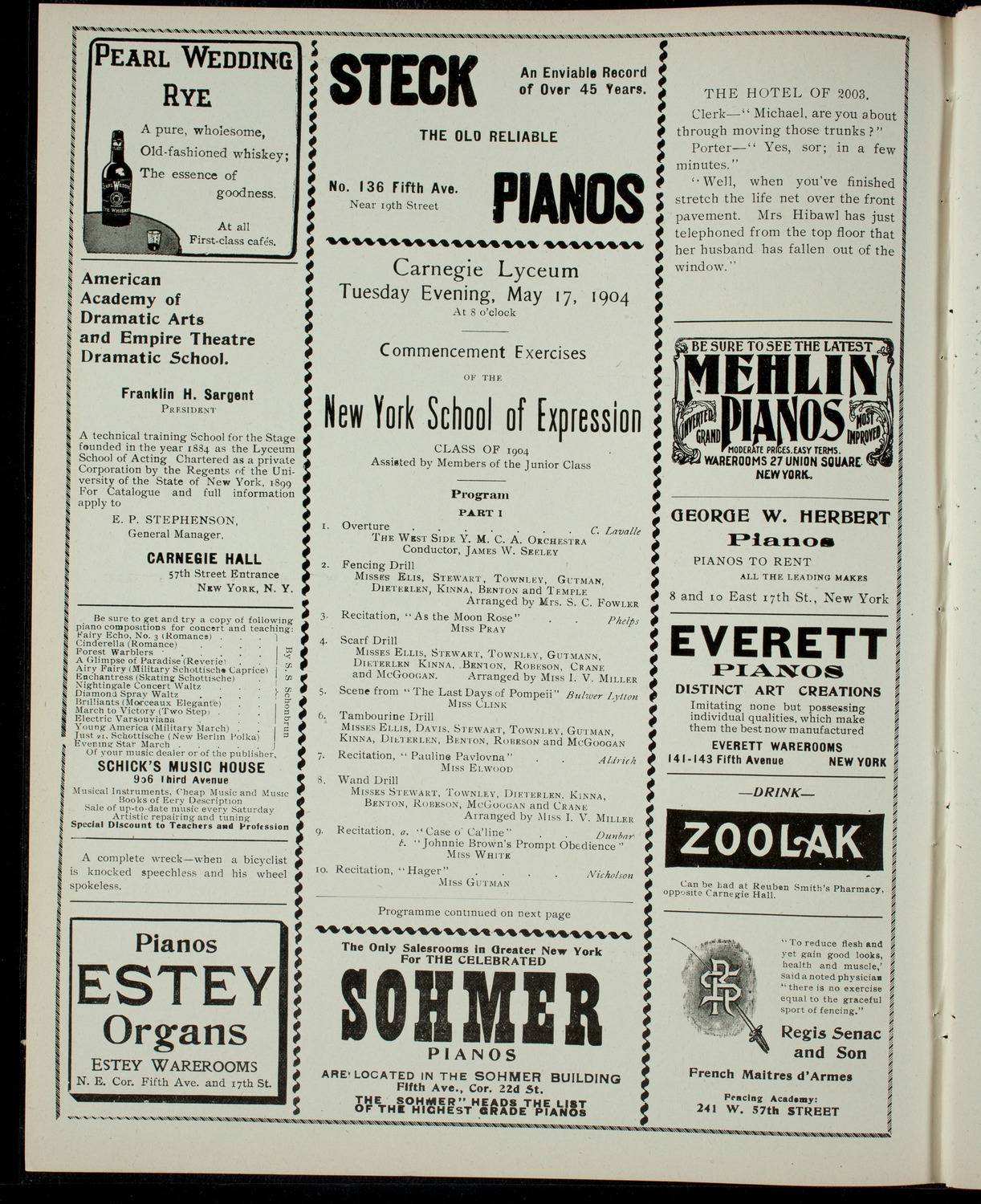 Commencement Exercises of the New York School of Expression, May 17, 1904, program page 2