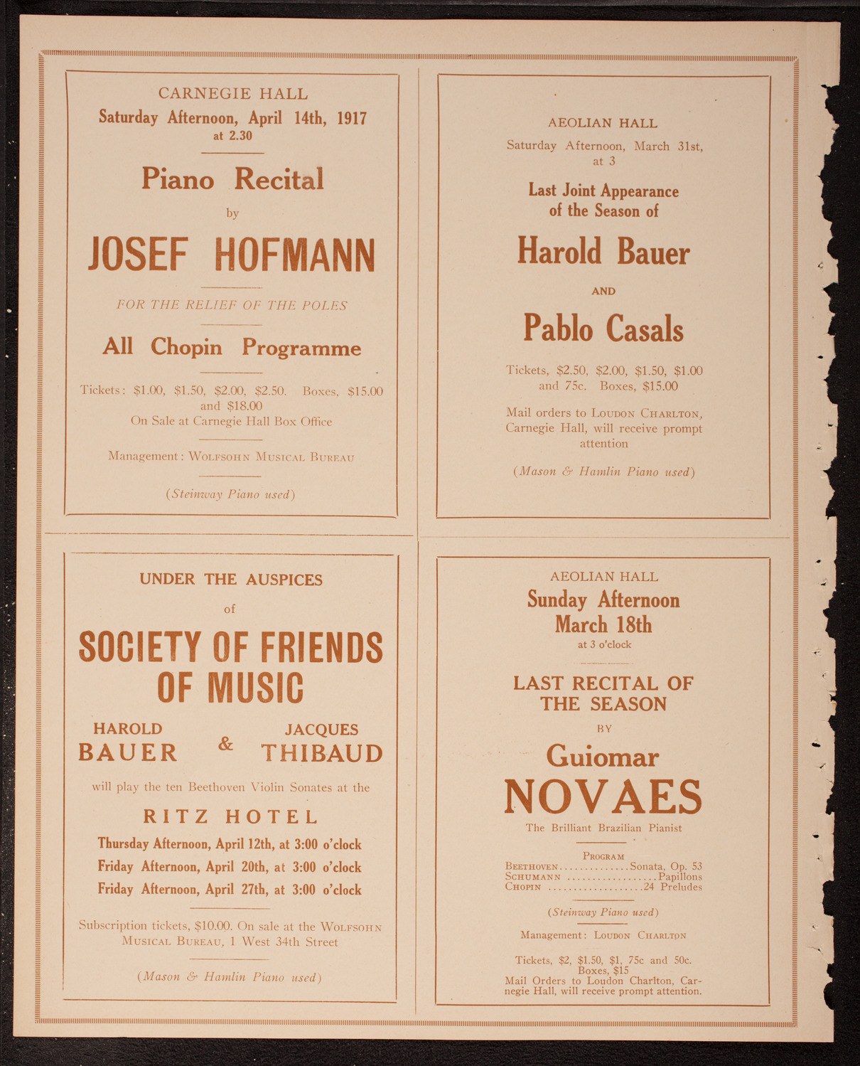 New York Symphony Orchestra, March 13, 1917, program page 12