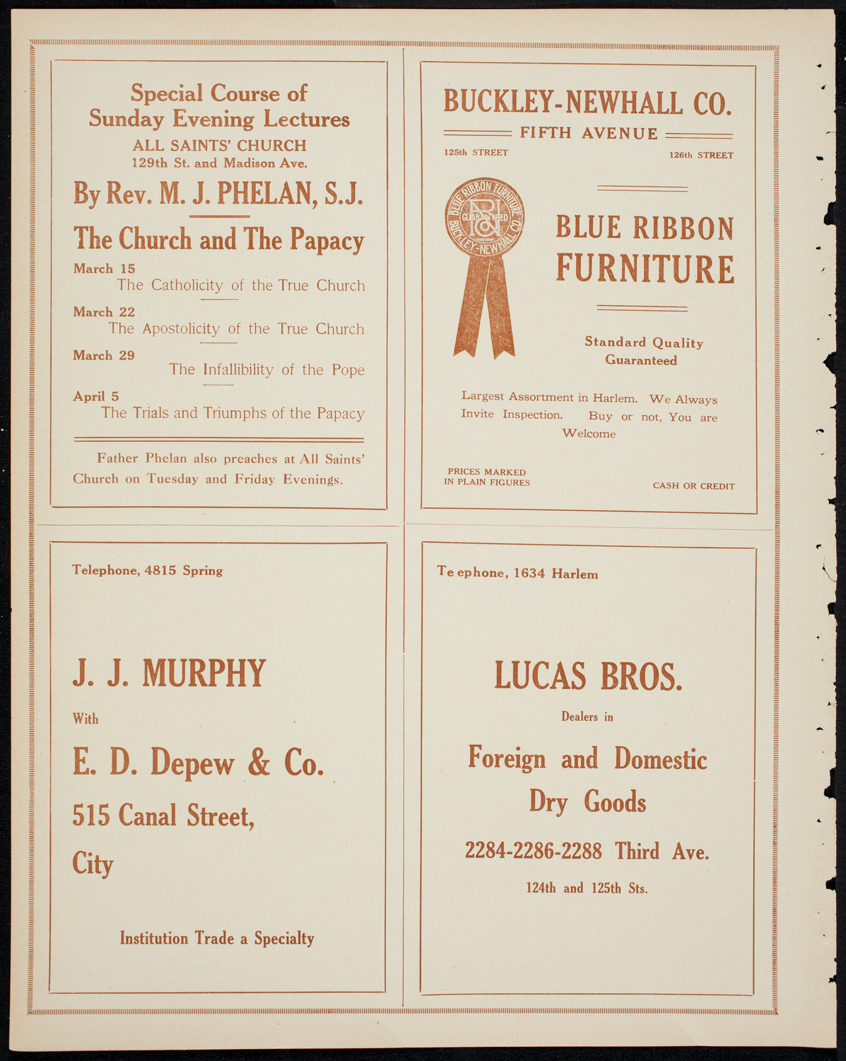 Lecture by Reverend Michael J. Phelan, with Gaelic Concert and Dancing, March 14, 1914, program page 10