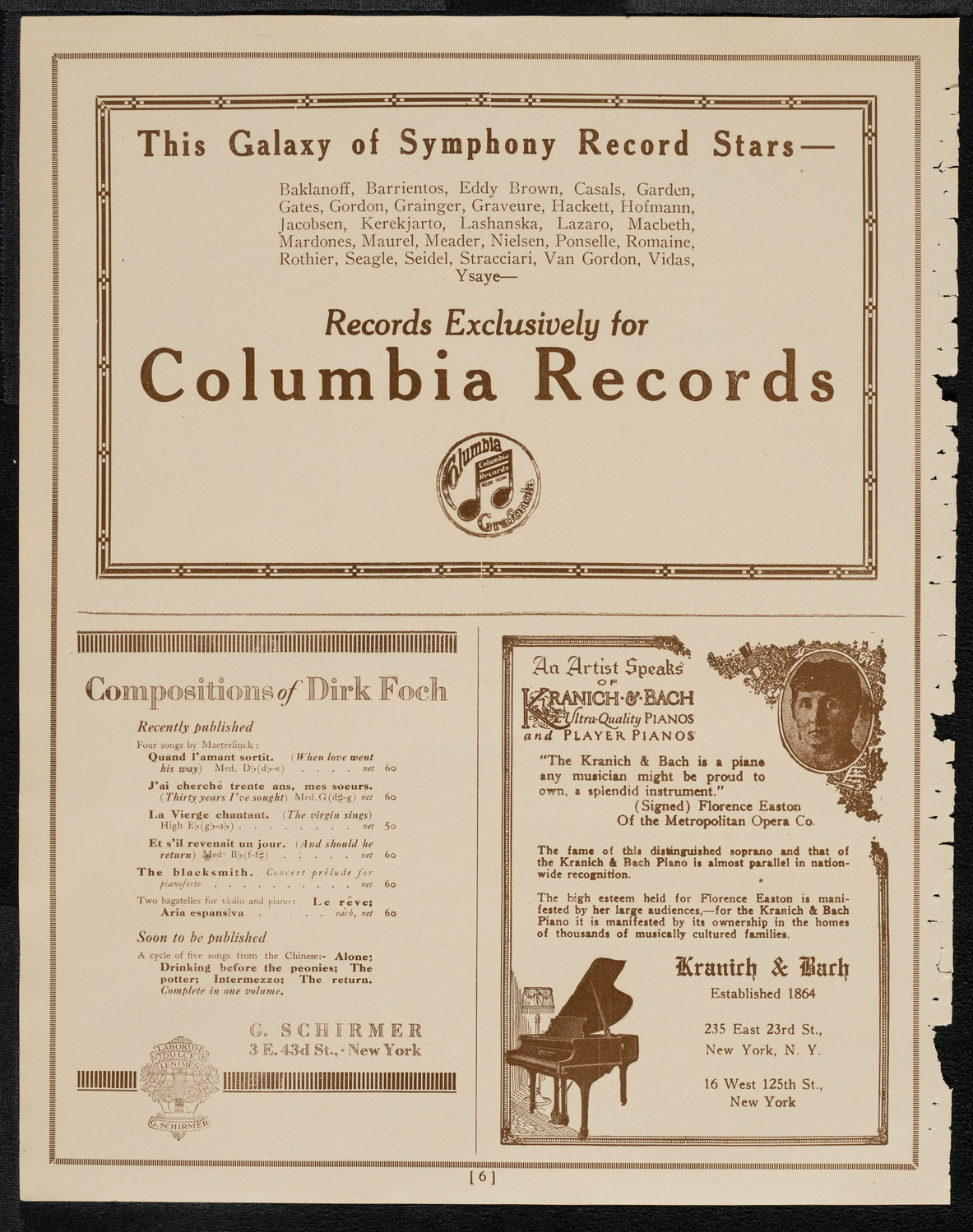 Philadelphia Orchestra, April 5, 1921, program page 6