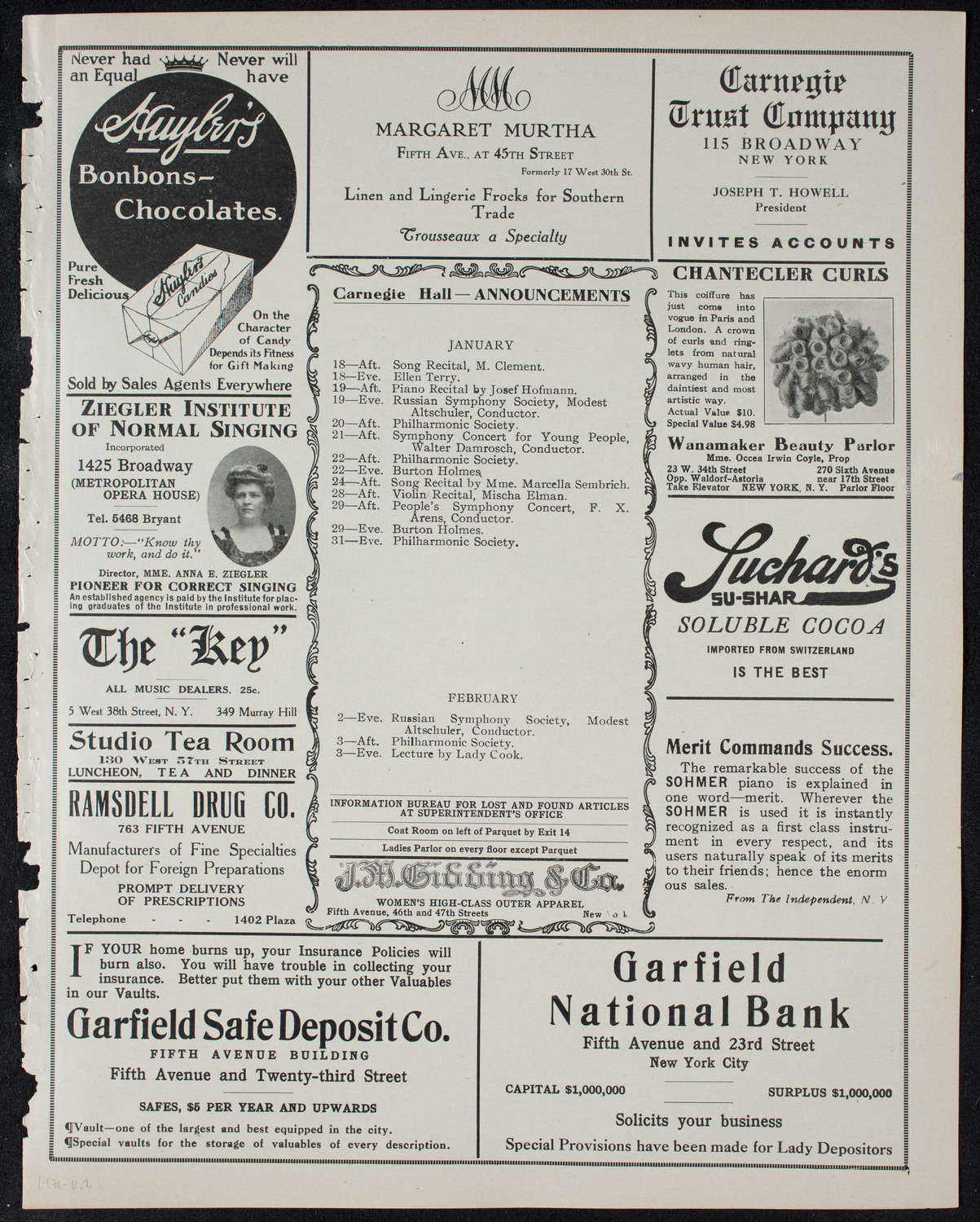 New York Philharmonic, January 17, 1911, program page 3