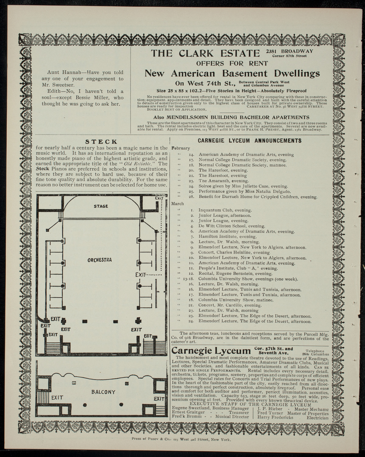 Samuel Margolis and Others, February 12, 1905, program page 4