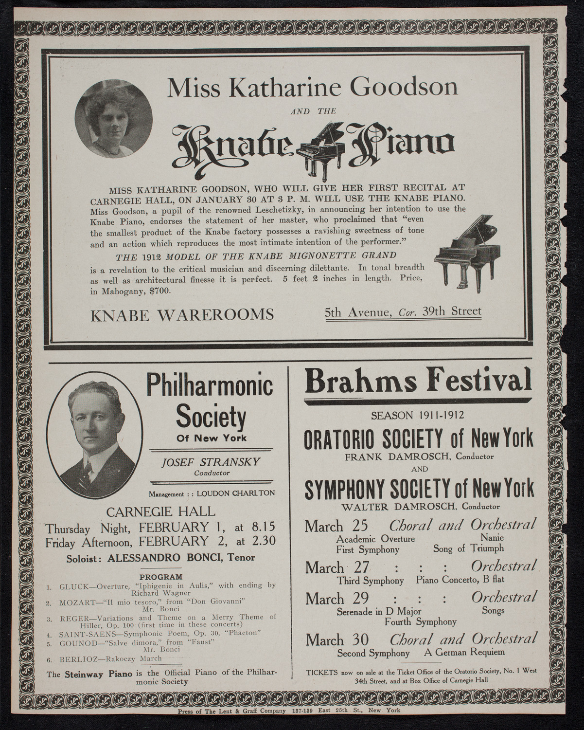 New York Philharmonic, January 25, 1912, program page 12