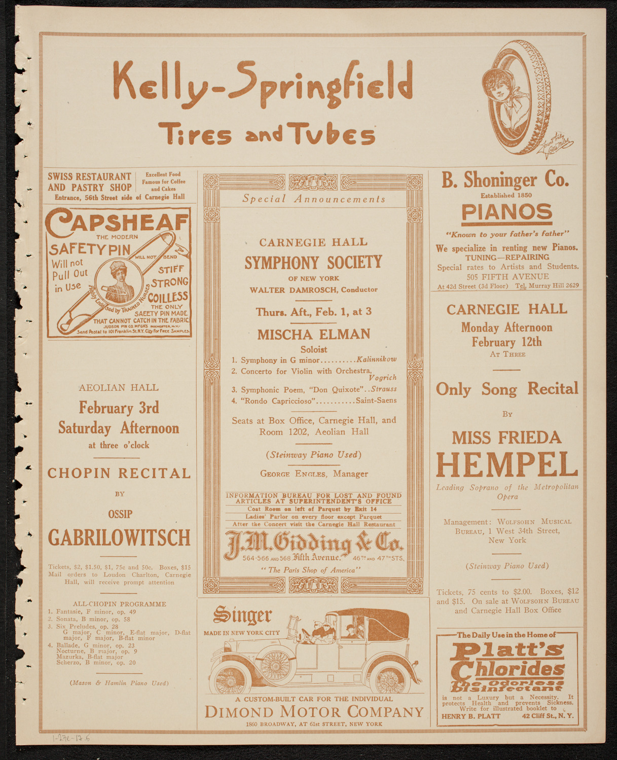 New York Symphony Orchestra, January 27, 1917, program page 9