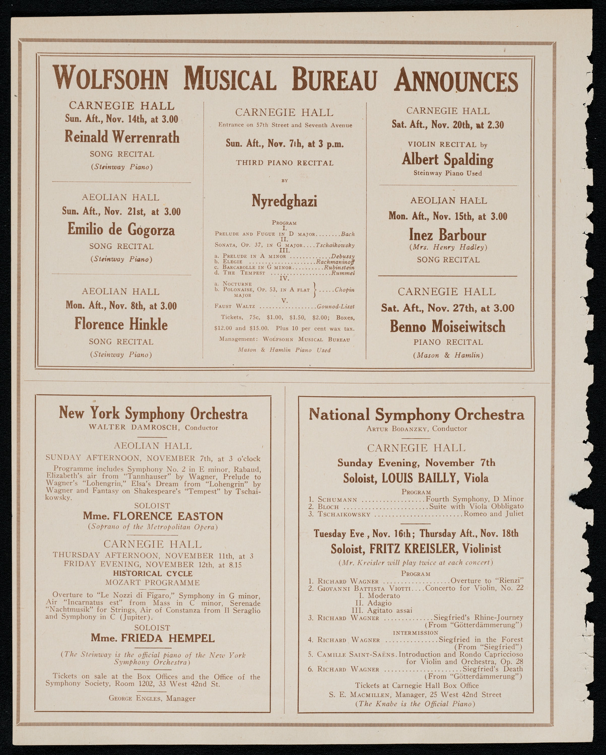 Boston Symphony Orchestra, November 6, 1920, program page 8