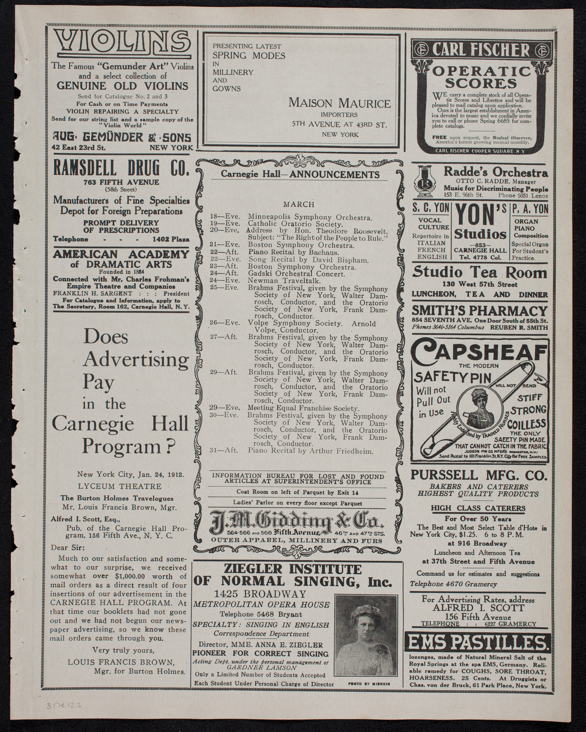 Newman Traveltalks: Moscow and St. Petersburg, March 17, 1912, program page 3