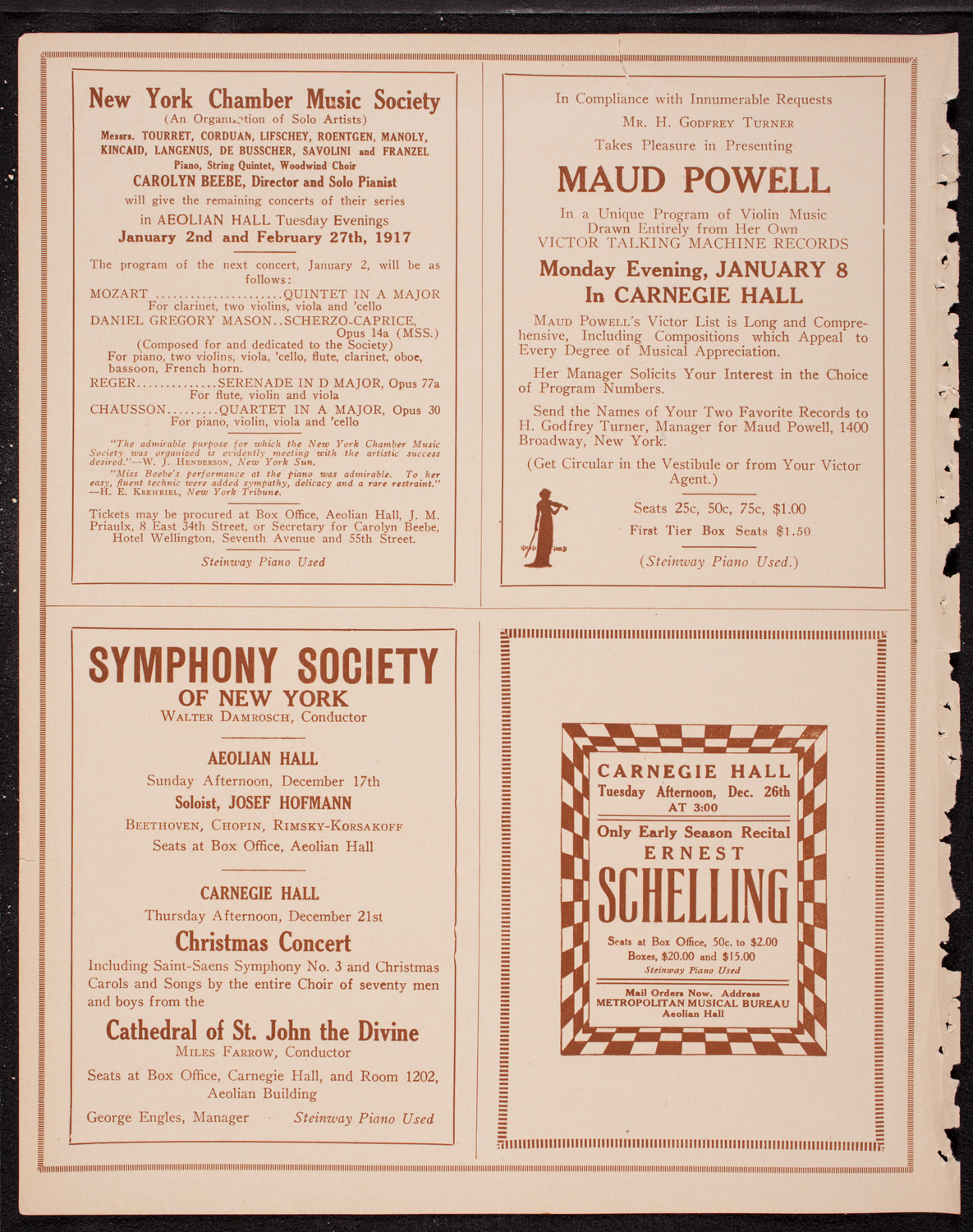 New York Symphony Orchestra, December 16, 1916, program page 8