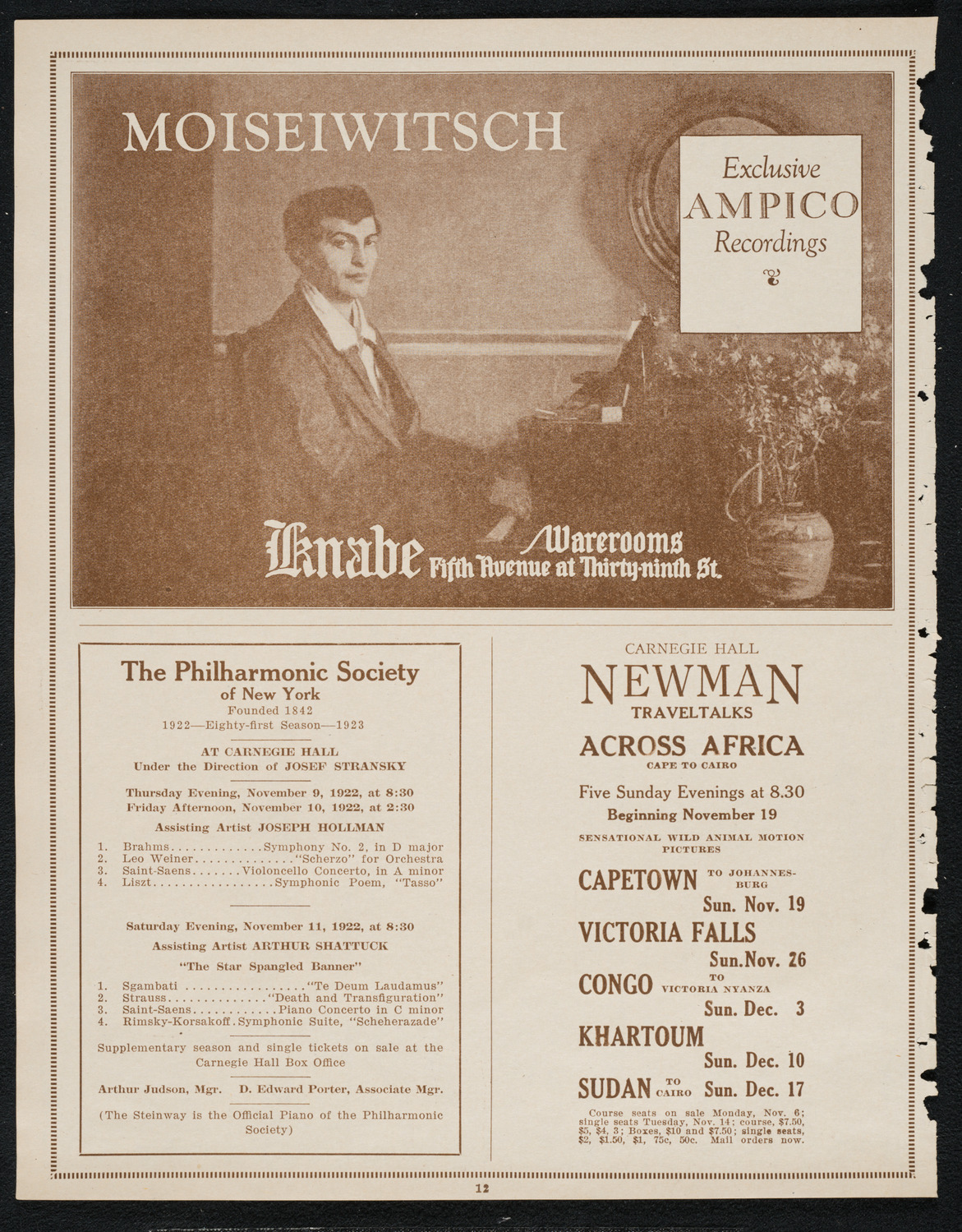 Isa Kremer, Soprano, October 29, 1922, program page 12