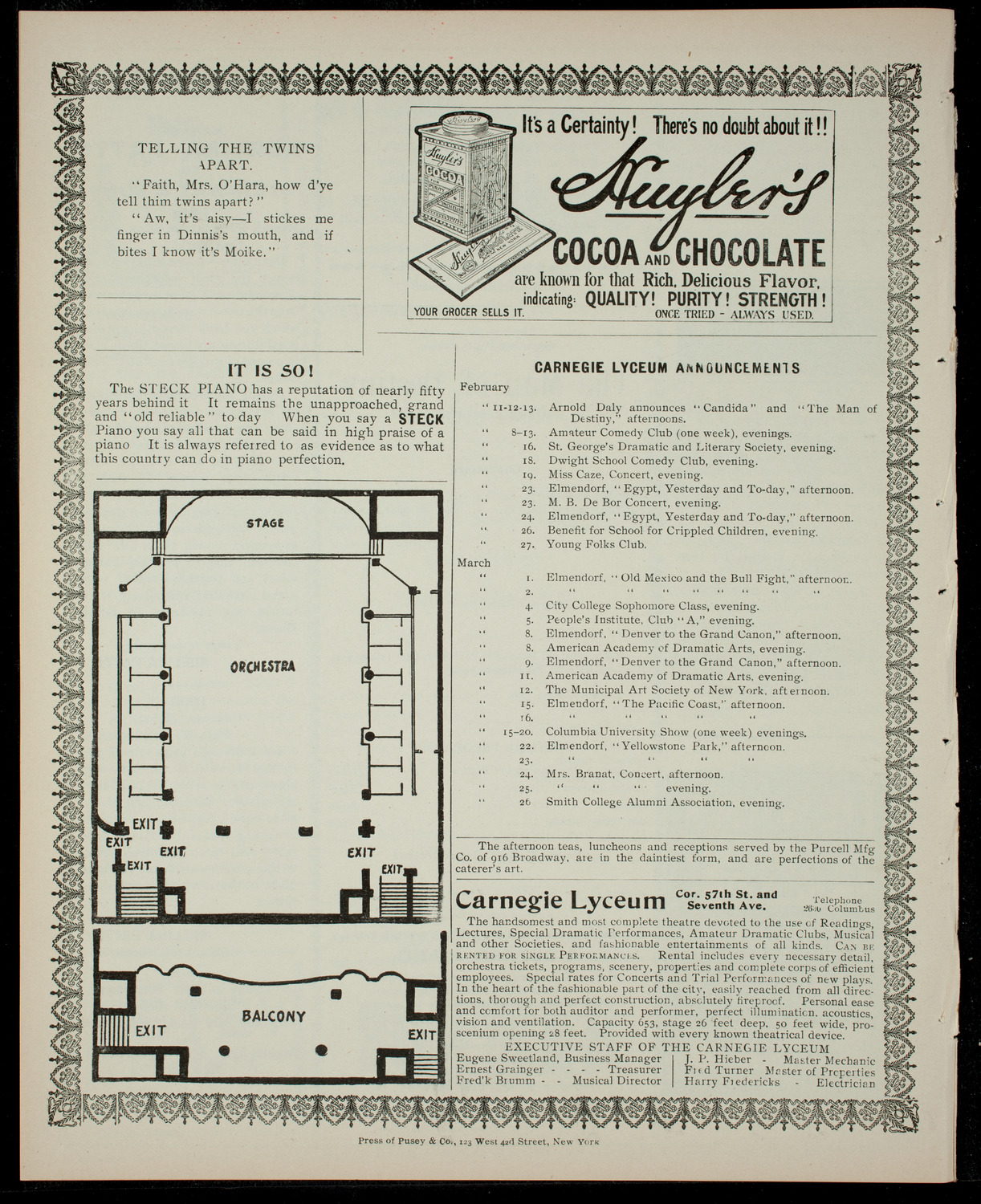 Amateur Comedy Club, February 10, 1904, program page 4