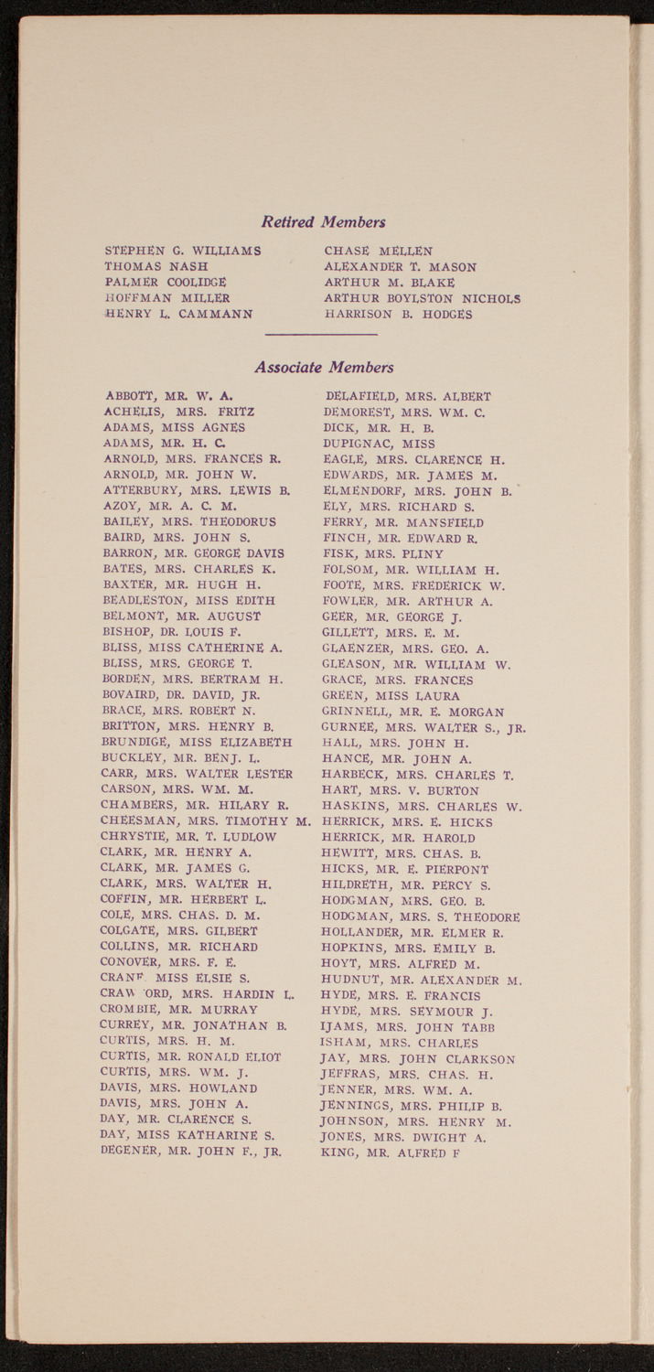 Amateur Comedy Club, April 17, 1912, program page 6