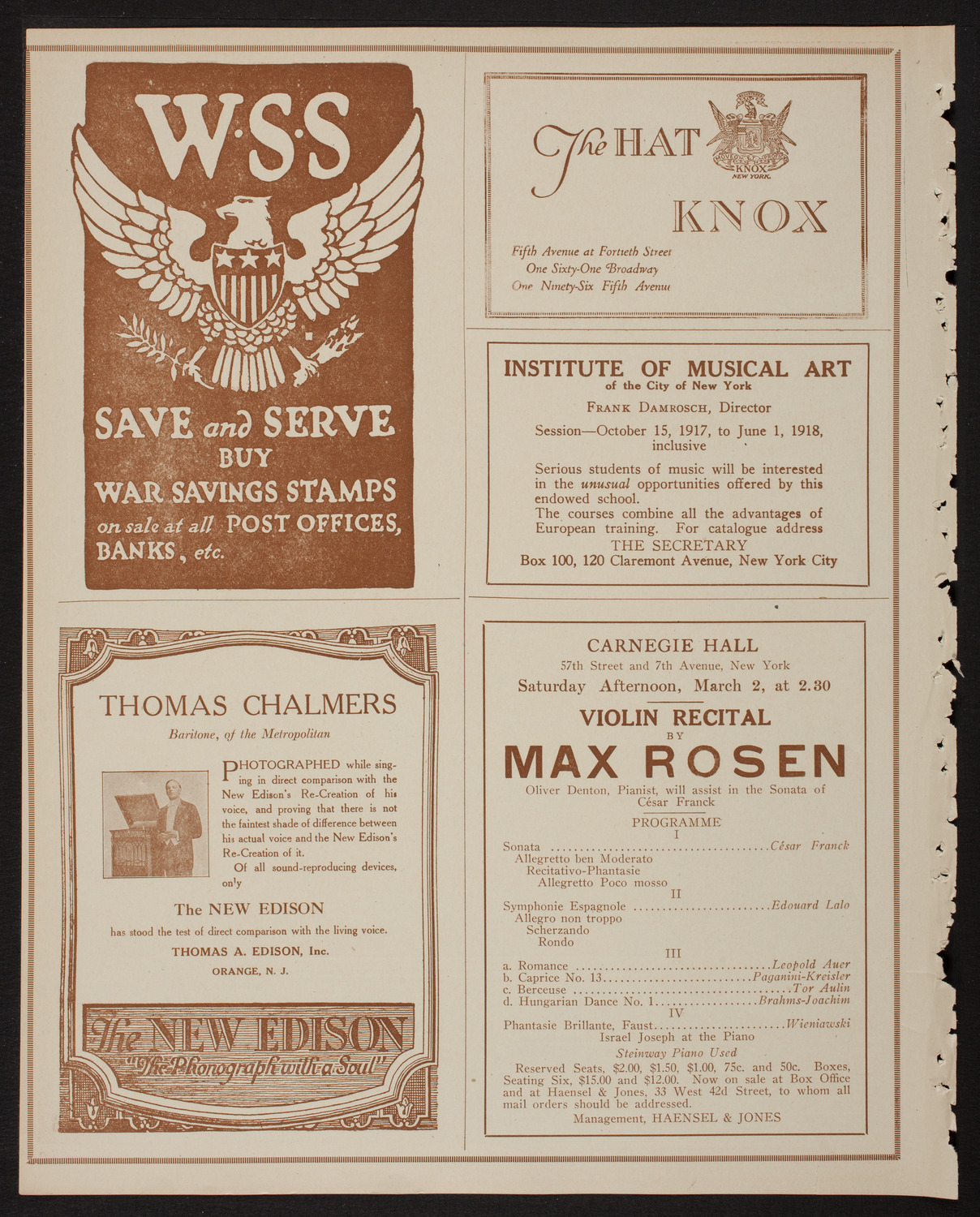 Henri Verbrugghen conducting The Russian Symphony Orchestra, February 21, 1918, program page 2