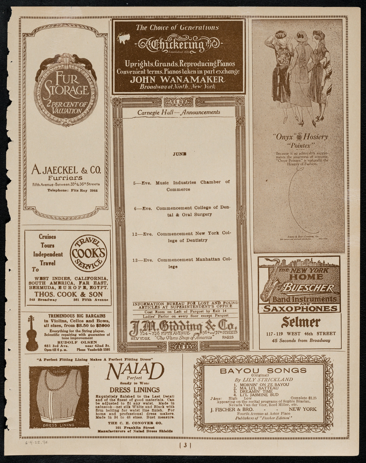 Grand Gala Concert, June 4, 1922, program page 3