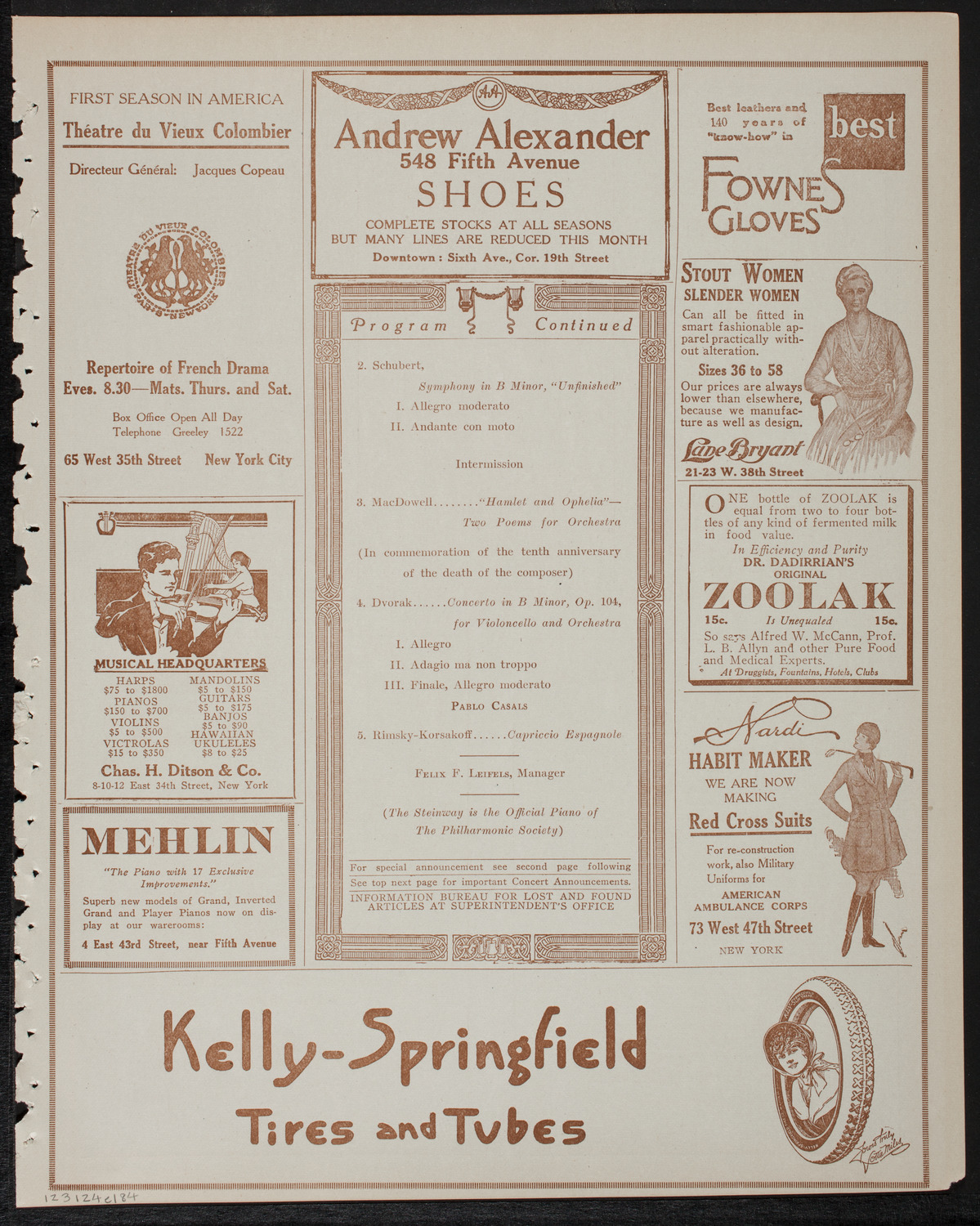 New York Philharmonic, January 24, 1918, program page 7