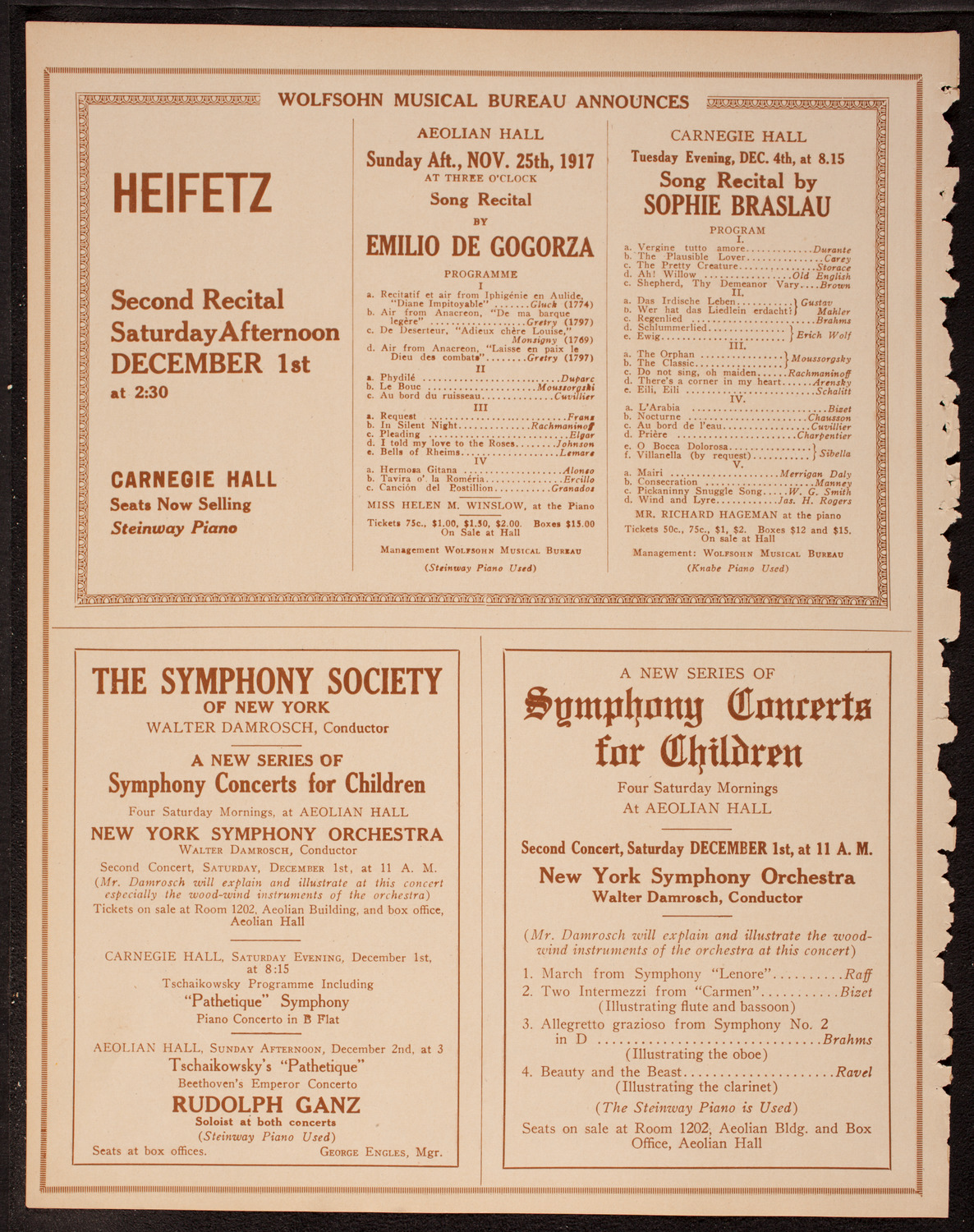 New York Philharmonic, November 25, 1917, program page 8