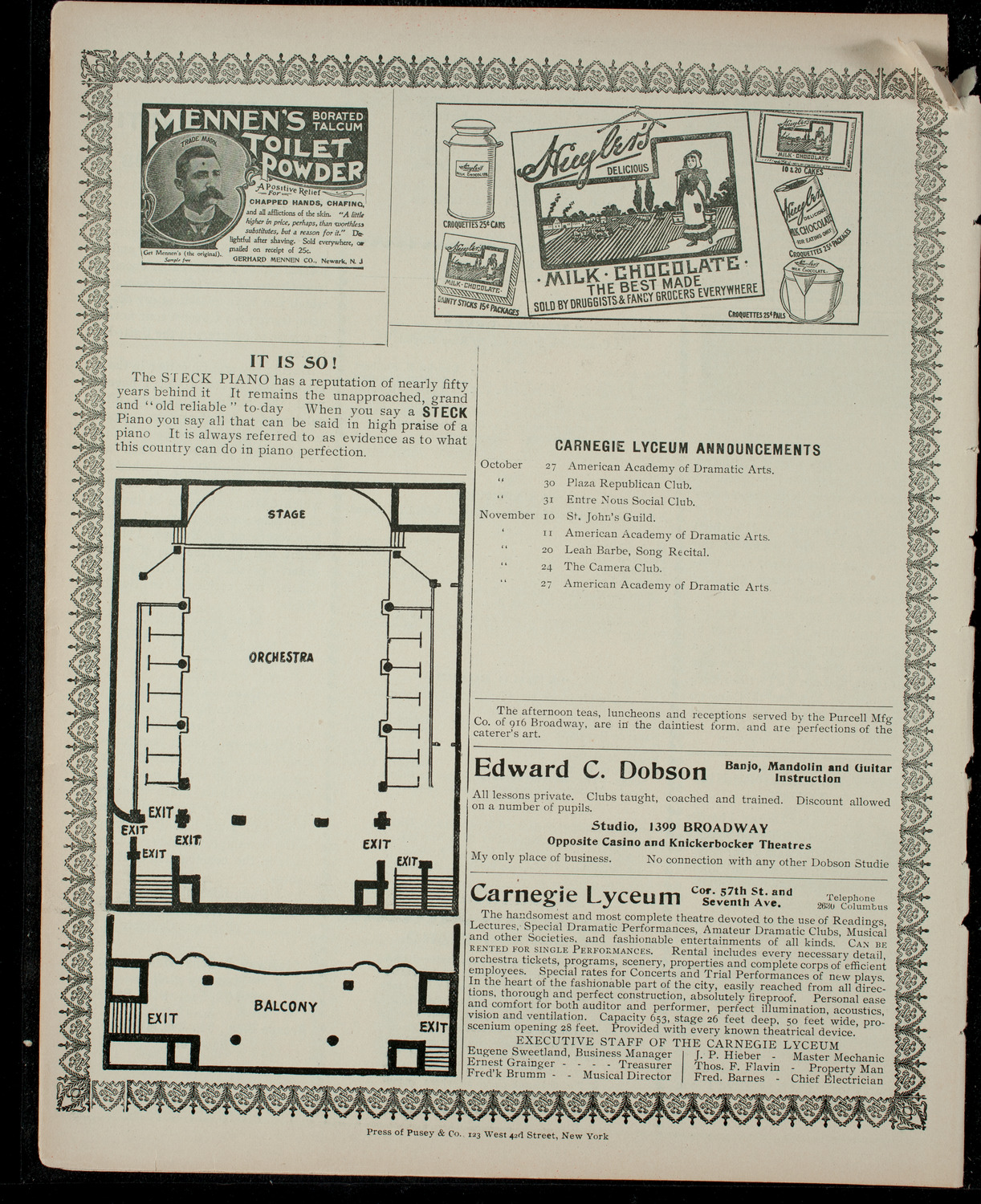 Academy Stock Company of the American Academy of Dramatic Arts and Empire Theatre Dramatic School, October 17, 1903, program page 4