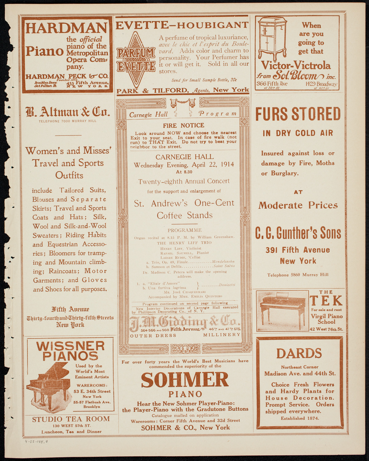 Benefit: St. Andrew's One-Cent Coffee Stands, April 22, 1914, program page 5